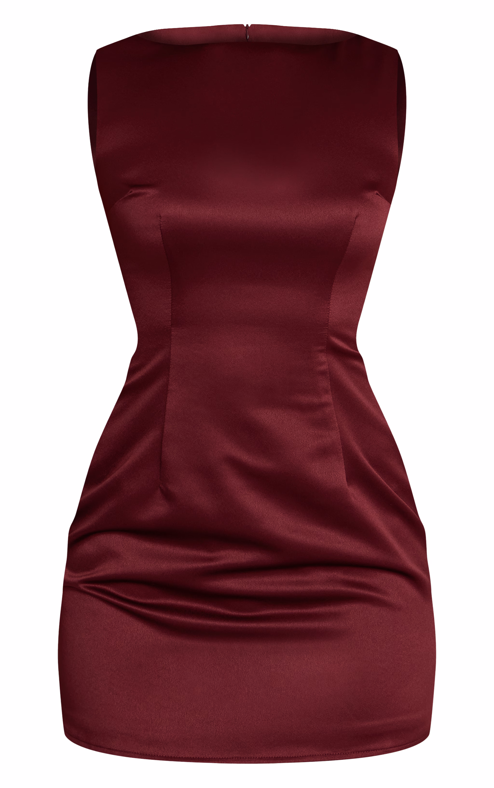 Plum Satin Boat Mini Dress
