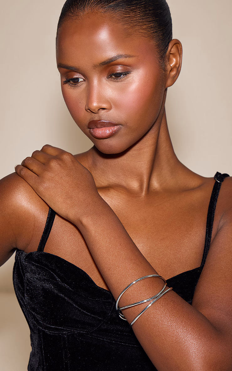 Silver Abstract Open Bangle