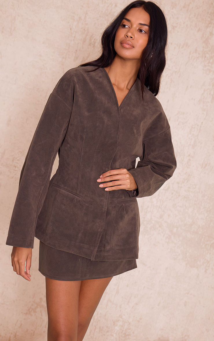 Khaki Suede Mini Skirt