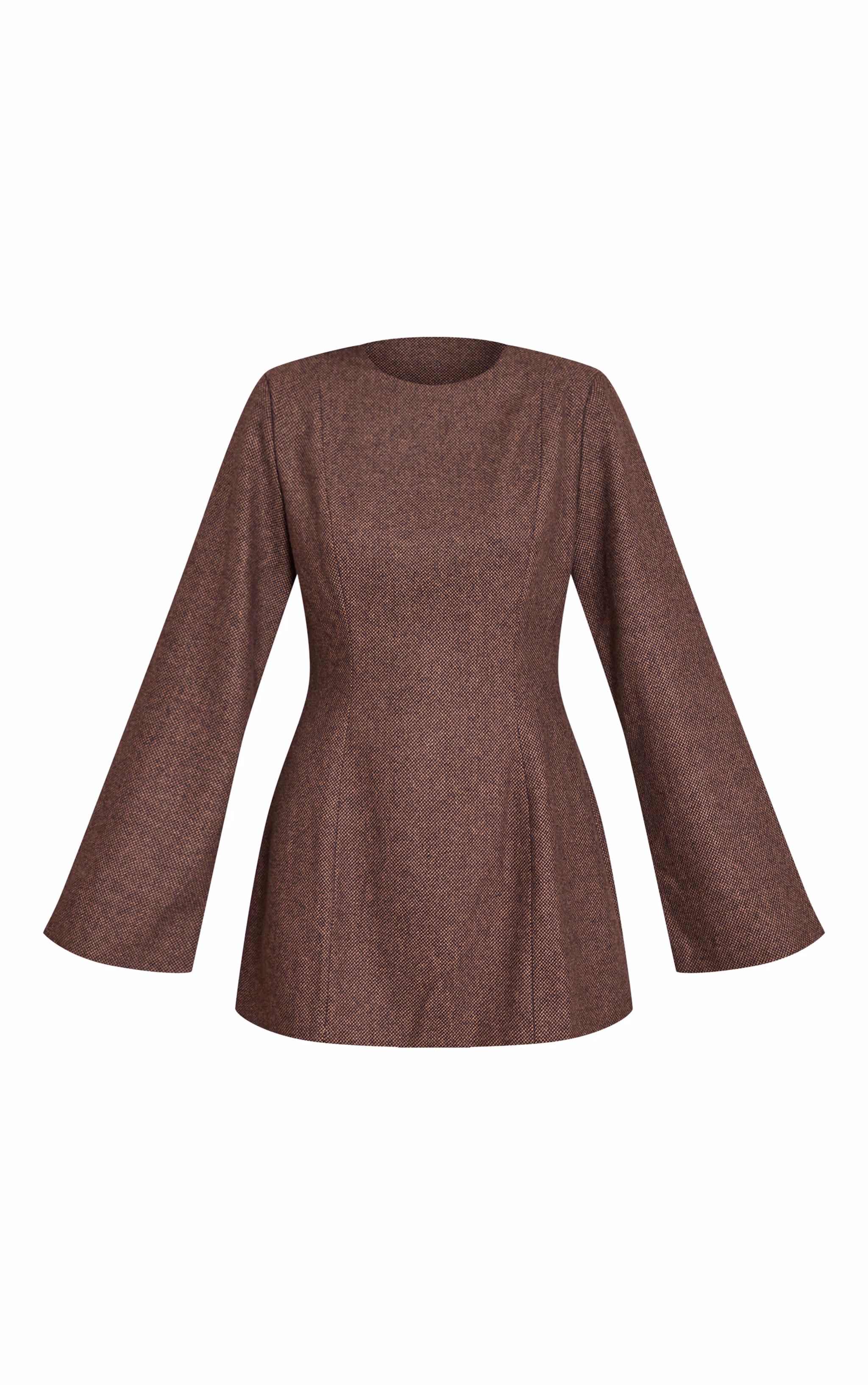 Chocolate Wool Look Structured Shift Dress