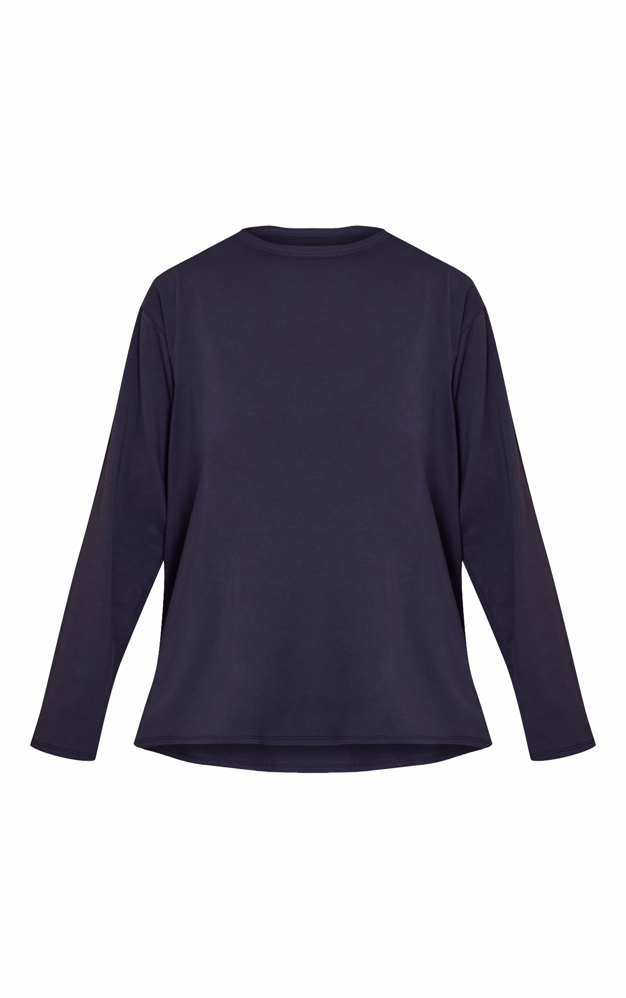 Navy Cotton Basic Oversized Long Sleeve T-shirt