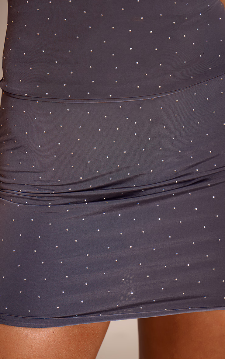 Charcoal Slinky Hot Fix Mini Skirt