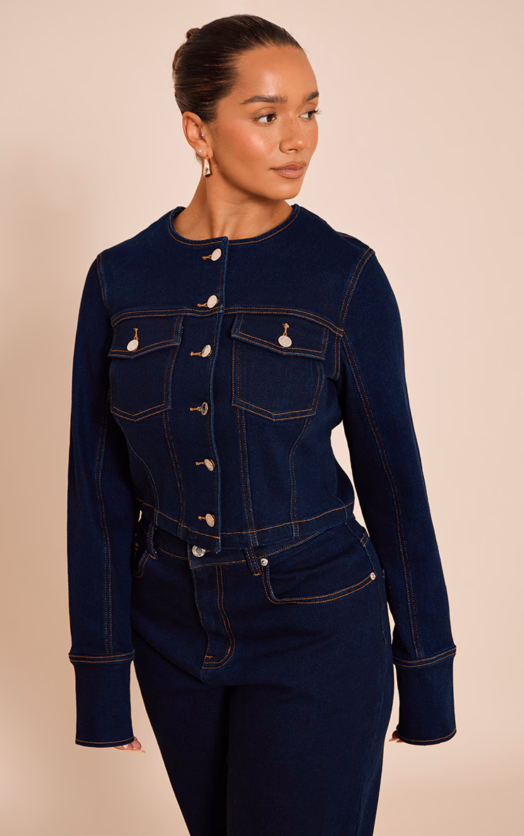 Shape Indigo Stretch Denim Fitted Jacket