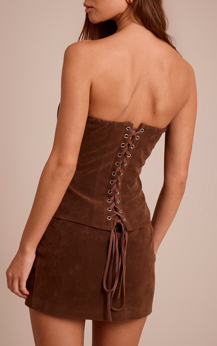 Chocolate Structured Suede Mini Skirt