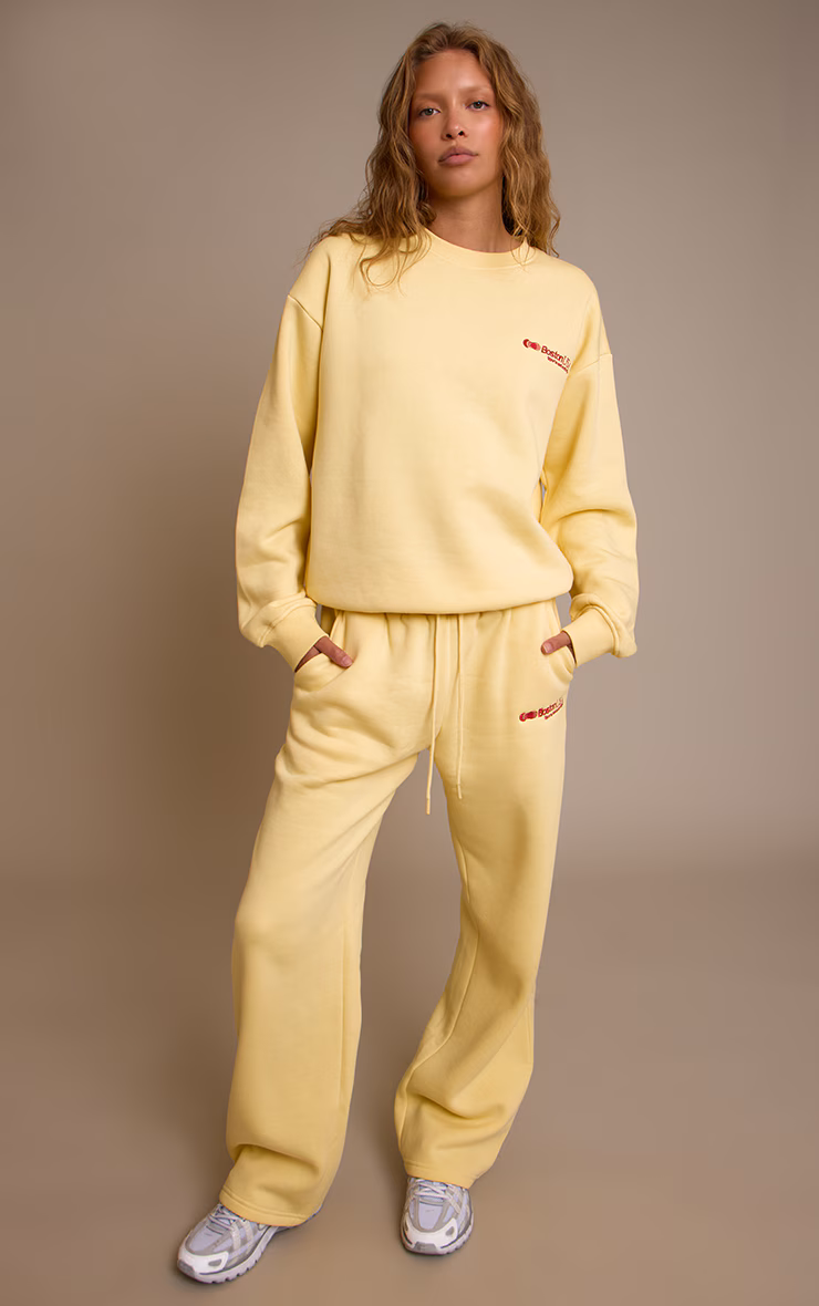 Buttercream Oversized Boston Usa Embroidered Sweatshirt