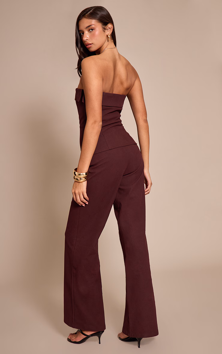 Plum Faux Suede Bandeau Foldover Jumpsuit