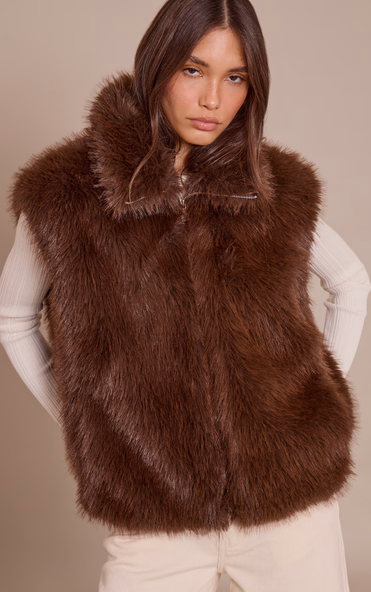 Chocolate Faux Fur Vest