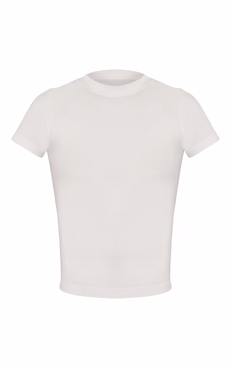 White Seamless Logo Gym Long Top
