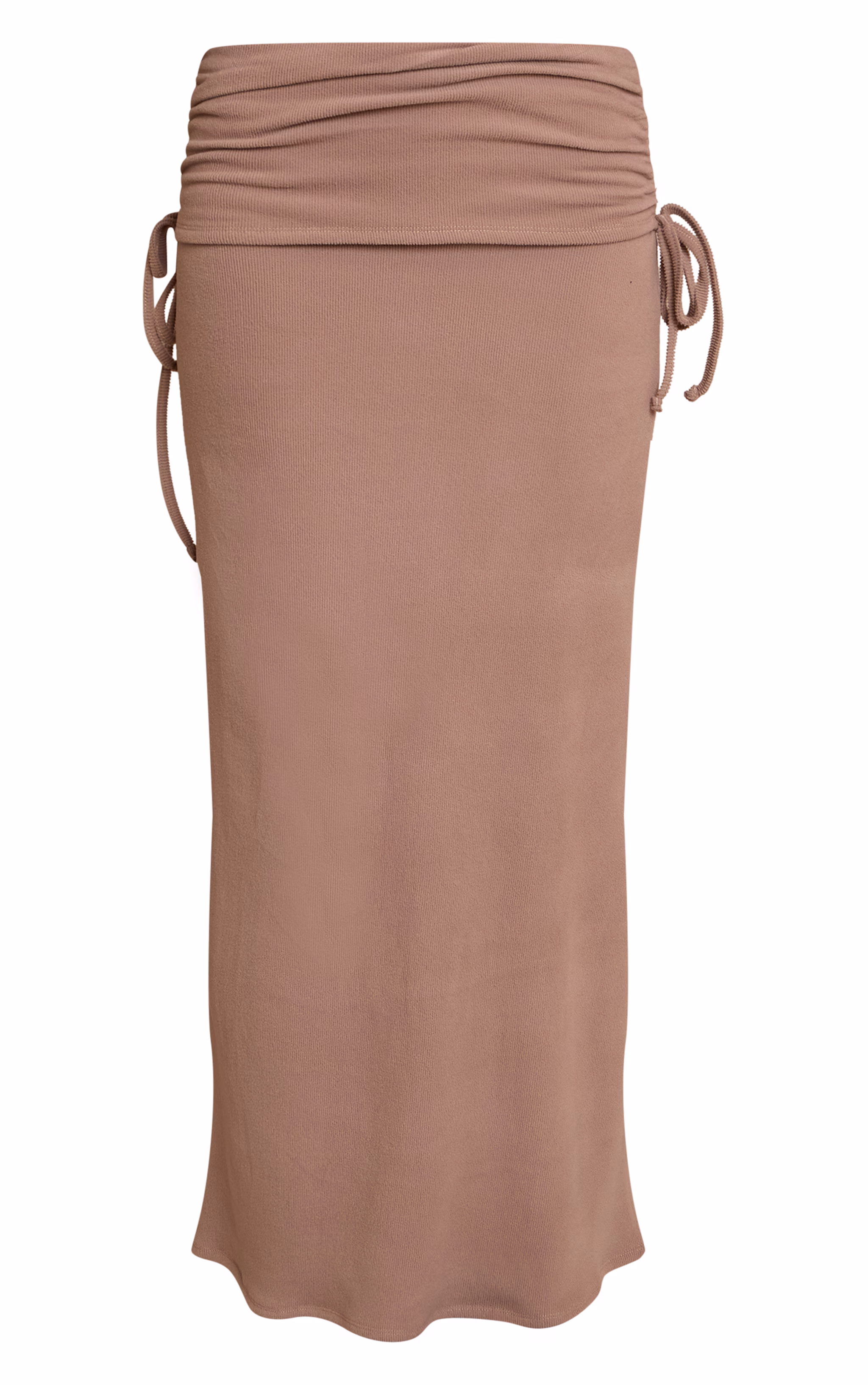 Sand Brushed Rib Ruched Detail Maxi Skirt