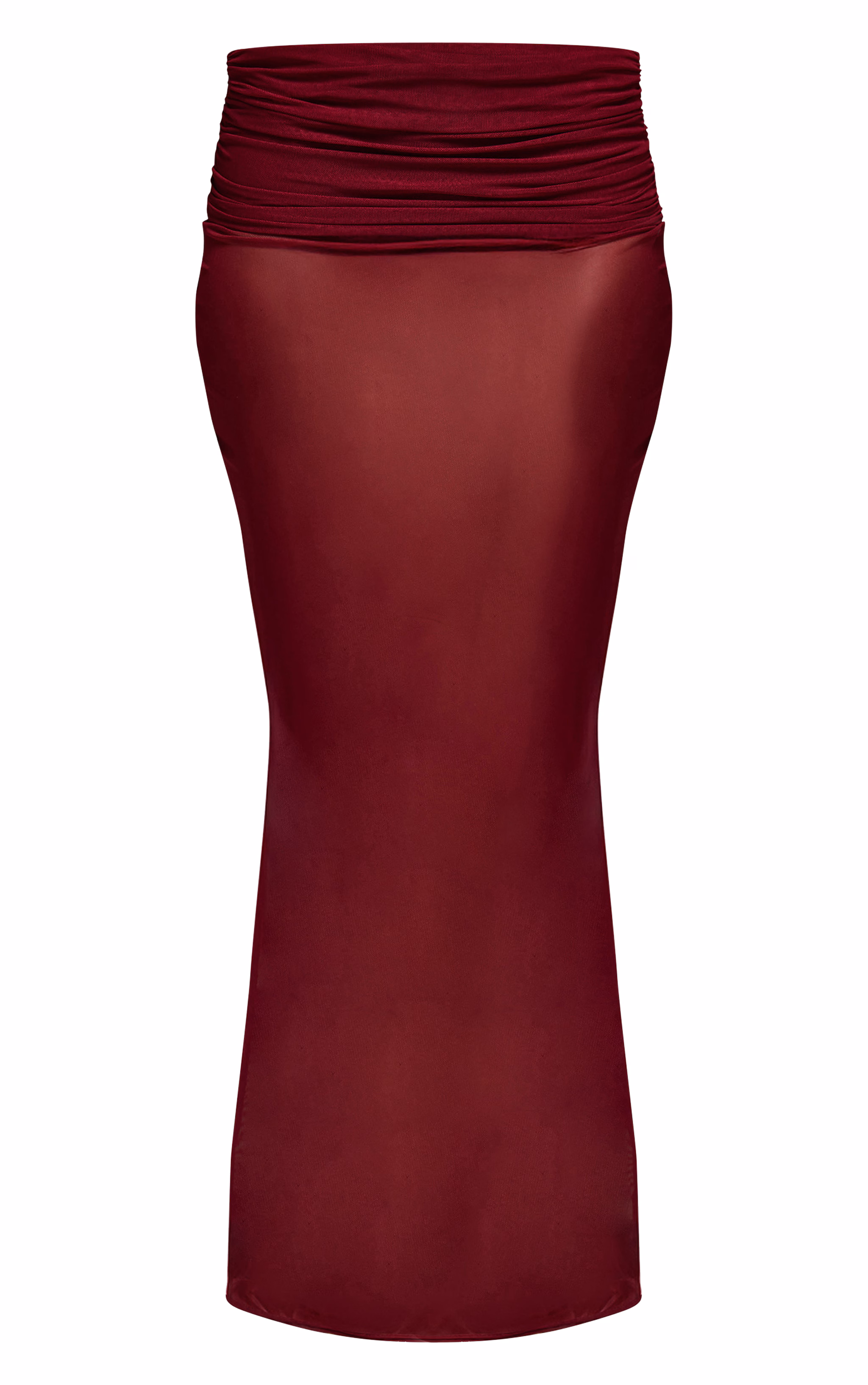 Wine Mesh Extreme Fold Over Maxi Skirt