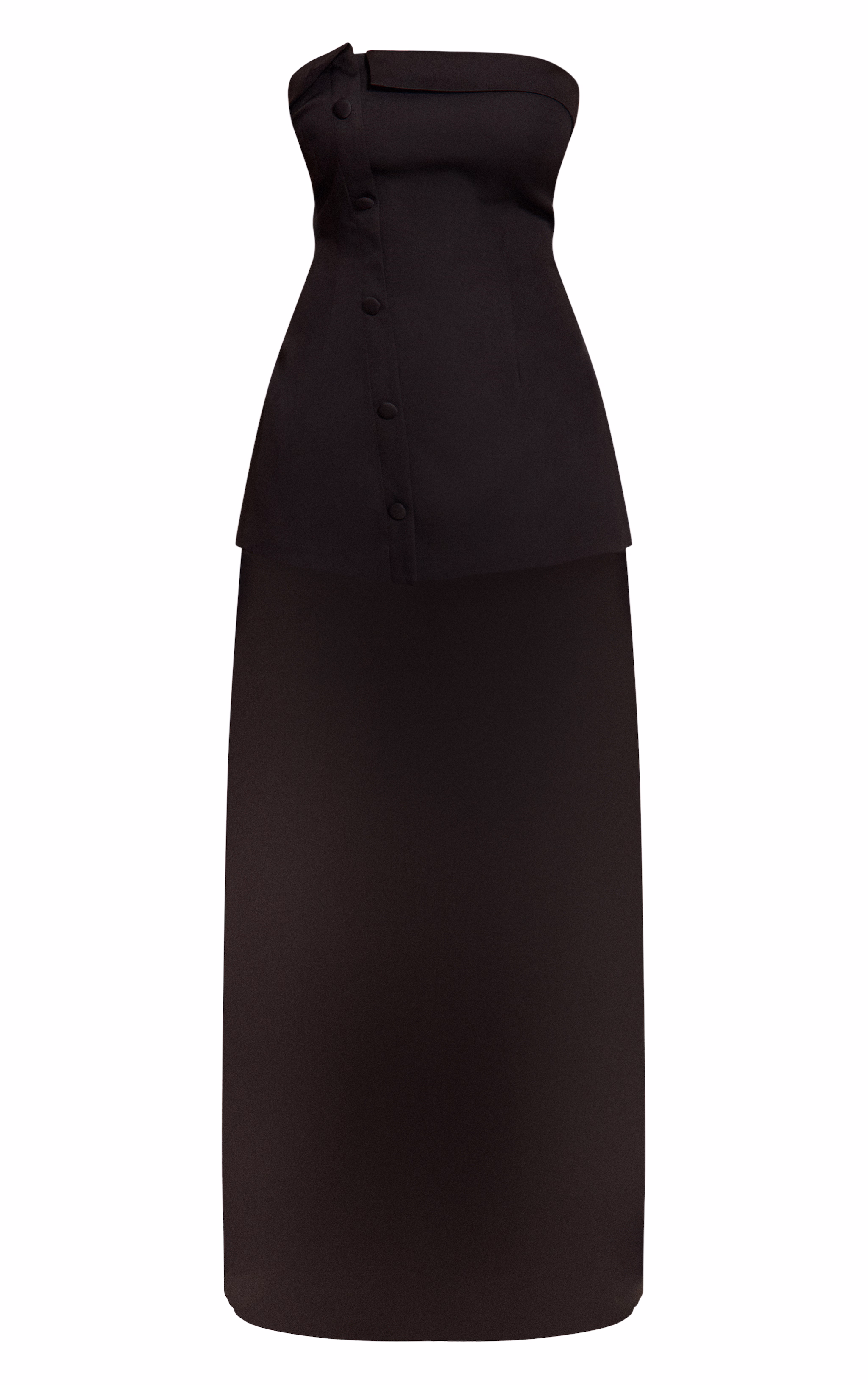 Shape Black Bandeau Sheer Hem Maxi Dress