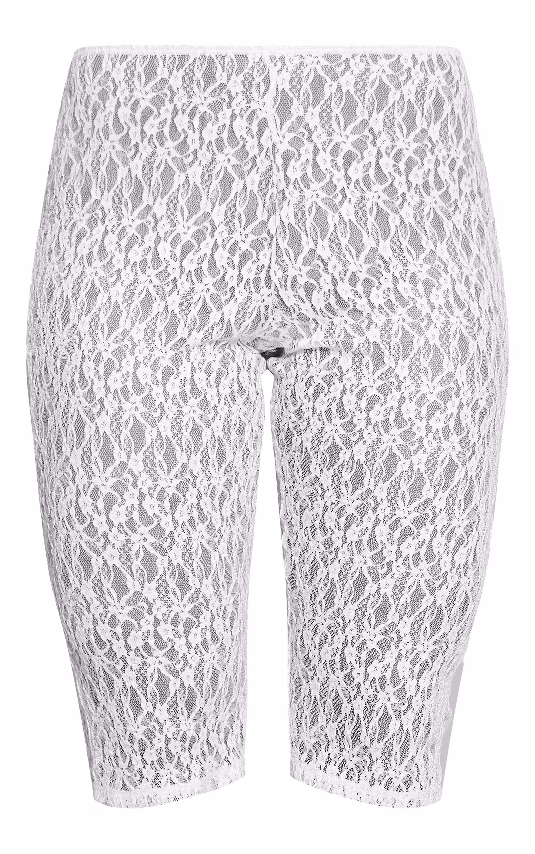 White Textured Sheer Lace Capris