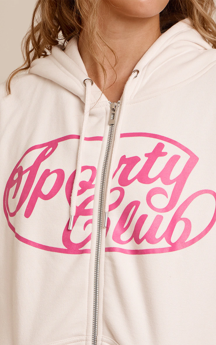 Cream Sports Club Cotton Fleece Full Zip Hoodie