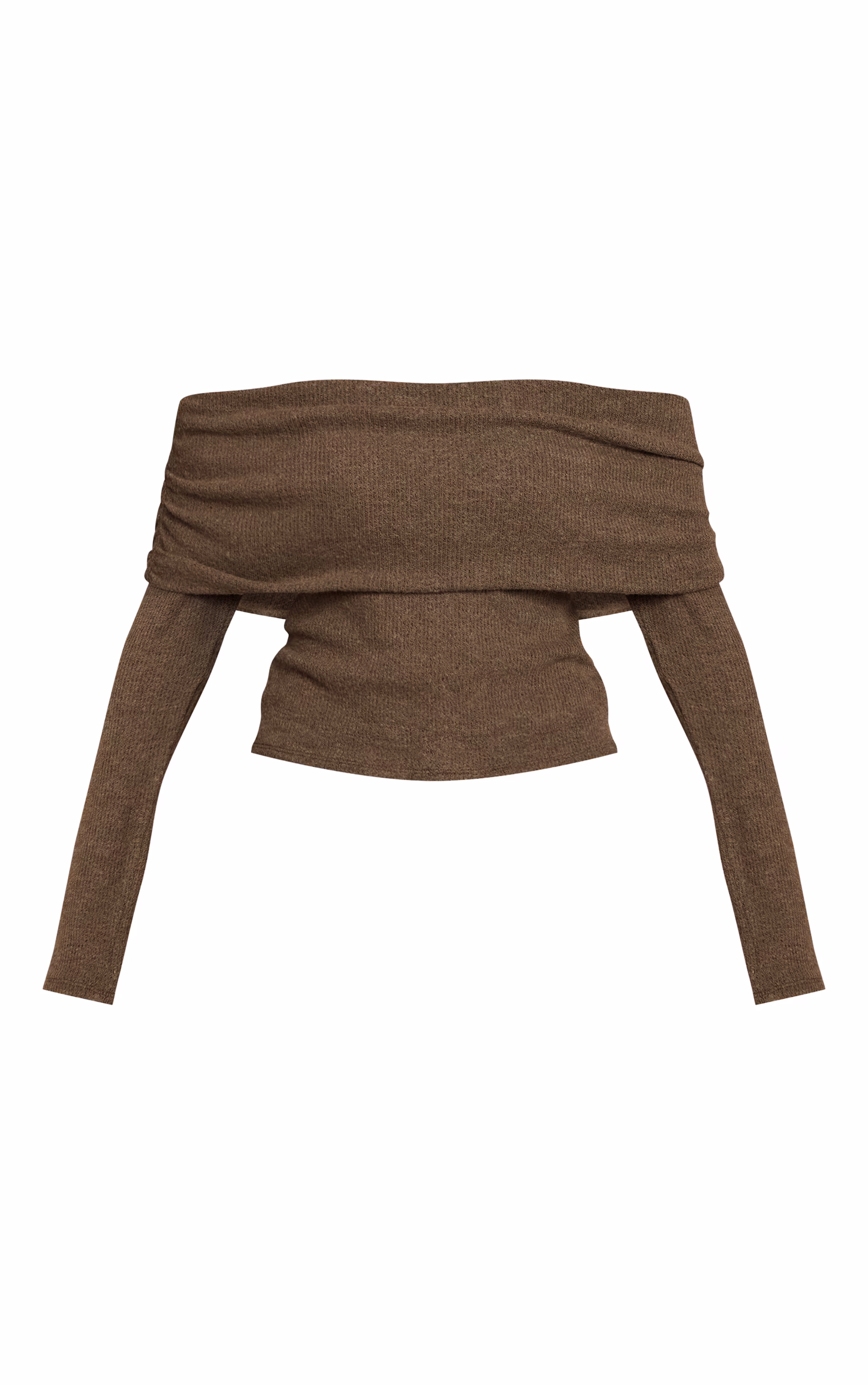Olive Textured Wool Look Fold Over Detail Long Sleeve Top