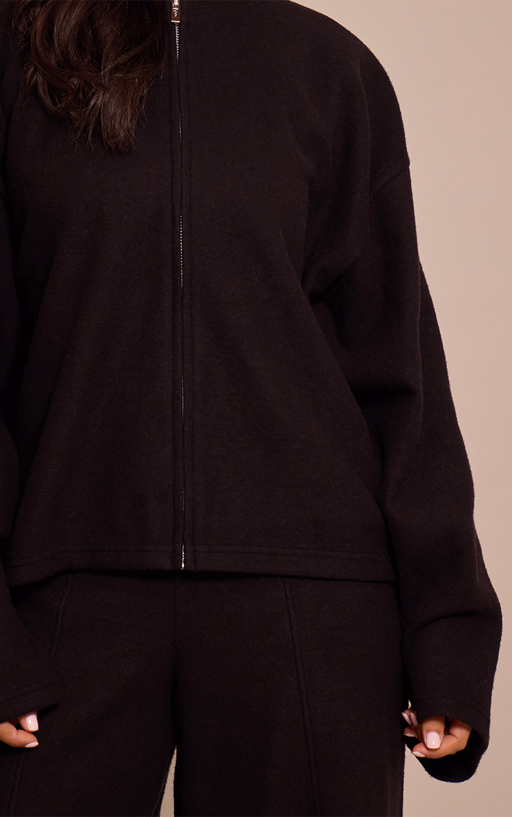 Petite Black Soft Touch Zip Through Sweatshirt
