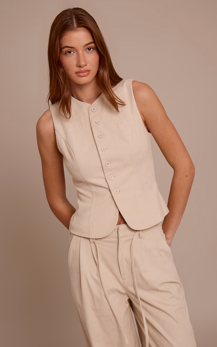 Sand Cord Tailored Vest