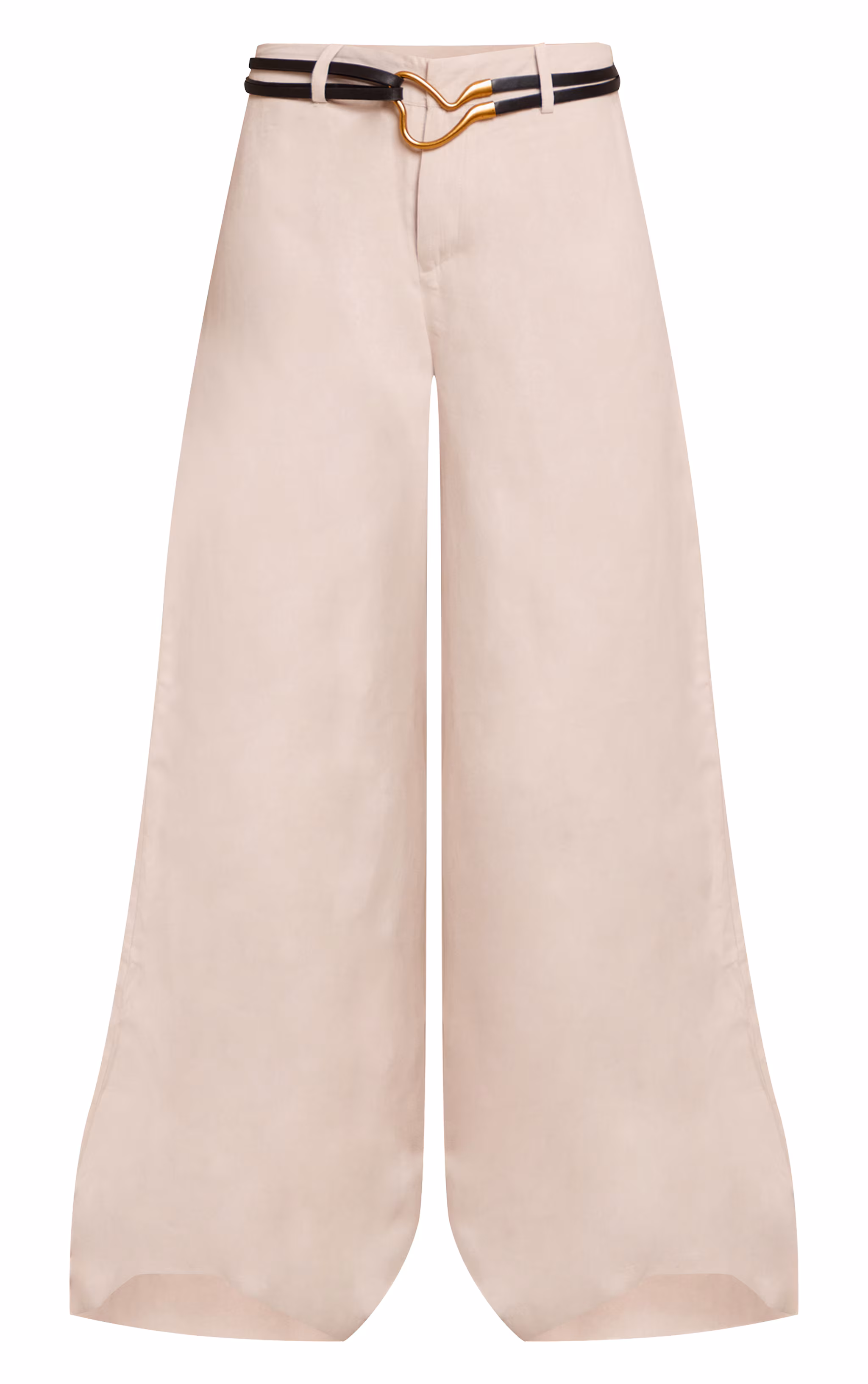 Cream Peached Gold Double Belted Pants