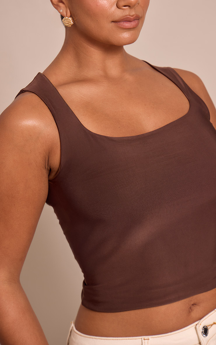 Shape Chocolate Slinky Square Neck Top