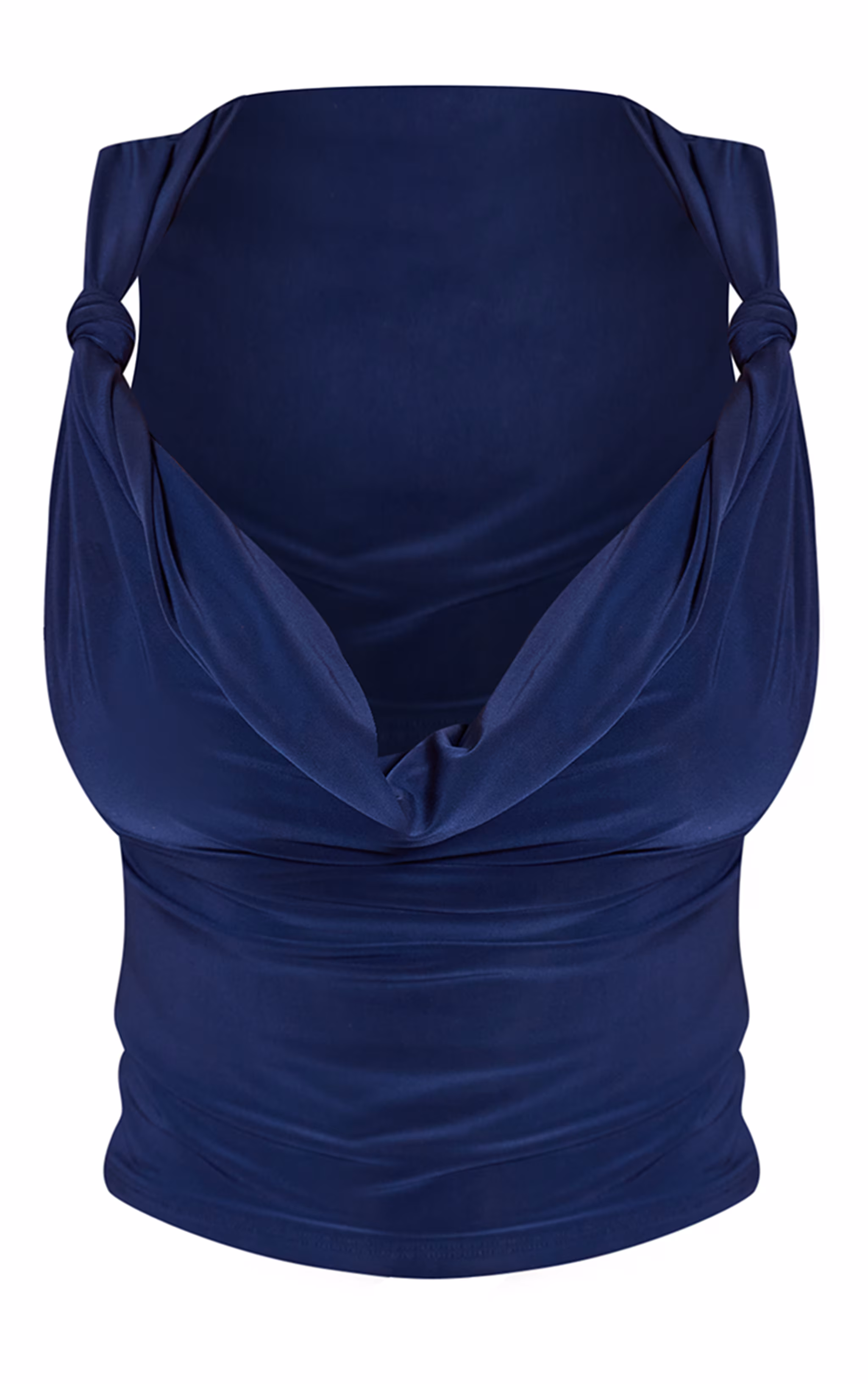 Shape Navy Slinky Knot Detail Cowl Neck Top