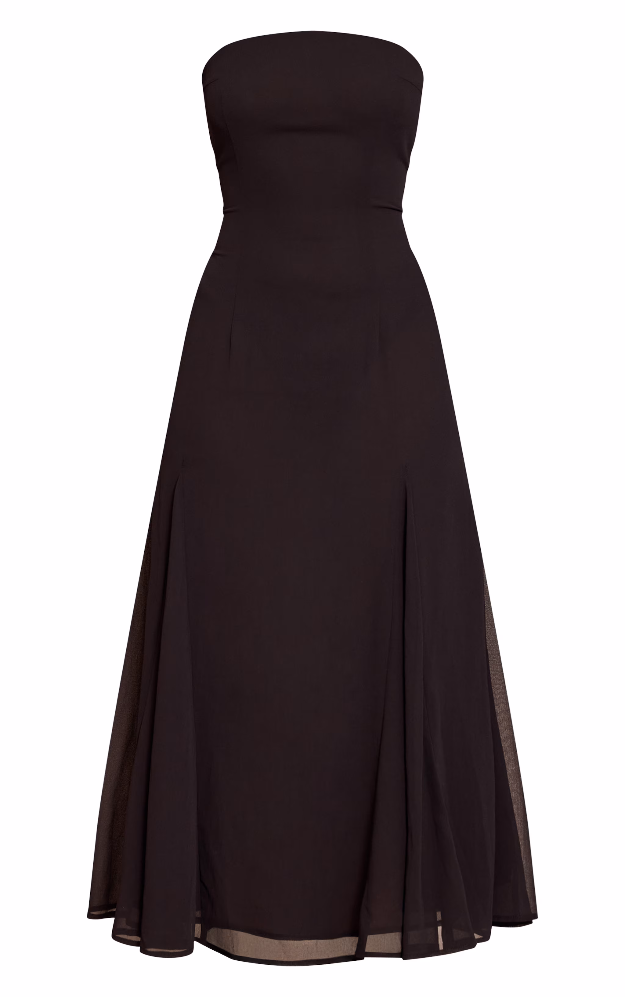 Black Bandeau Godet Midaxi Dress