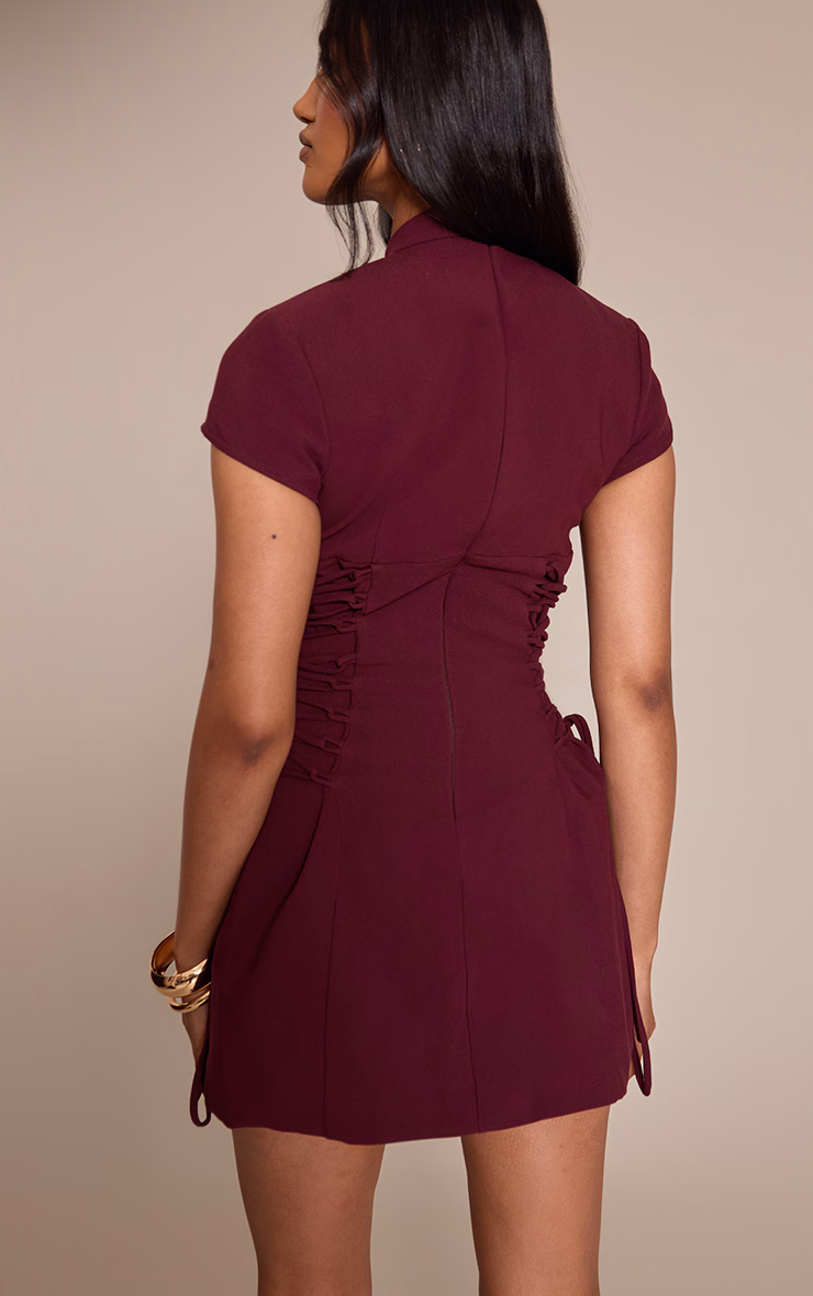 PLT Label Plum Tailored Band Collar Lace Up A-line Dress