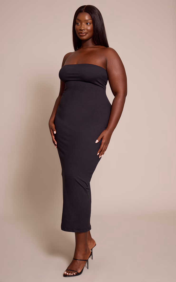 Plus Black Sculpt Bandeau Maxi Dress