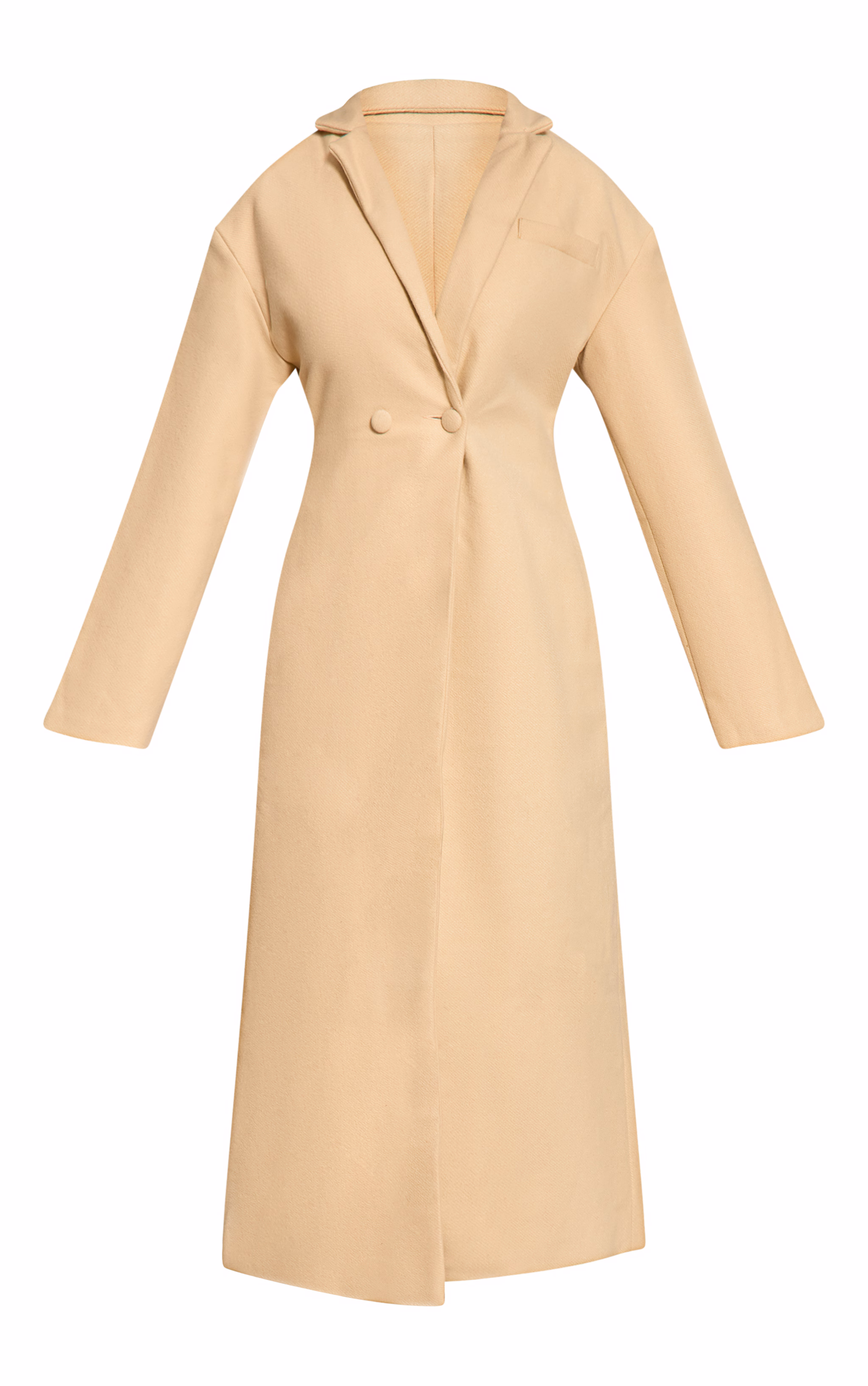 Shape Butter Yellow  Wool-Look Cinched Waist Longline Blazer Coat