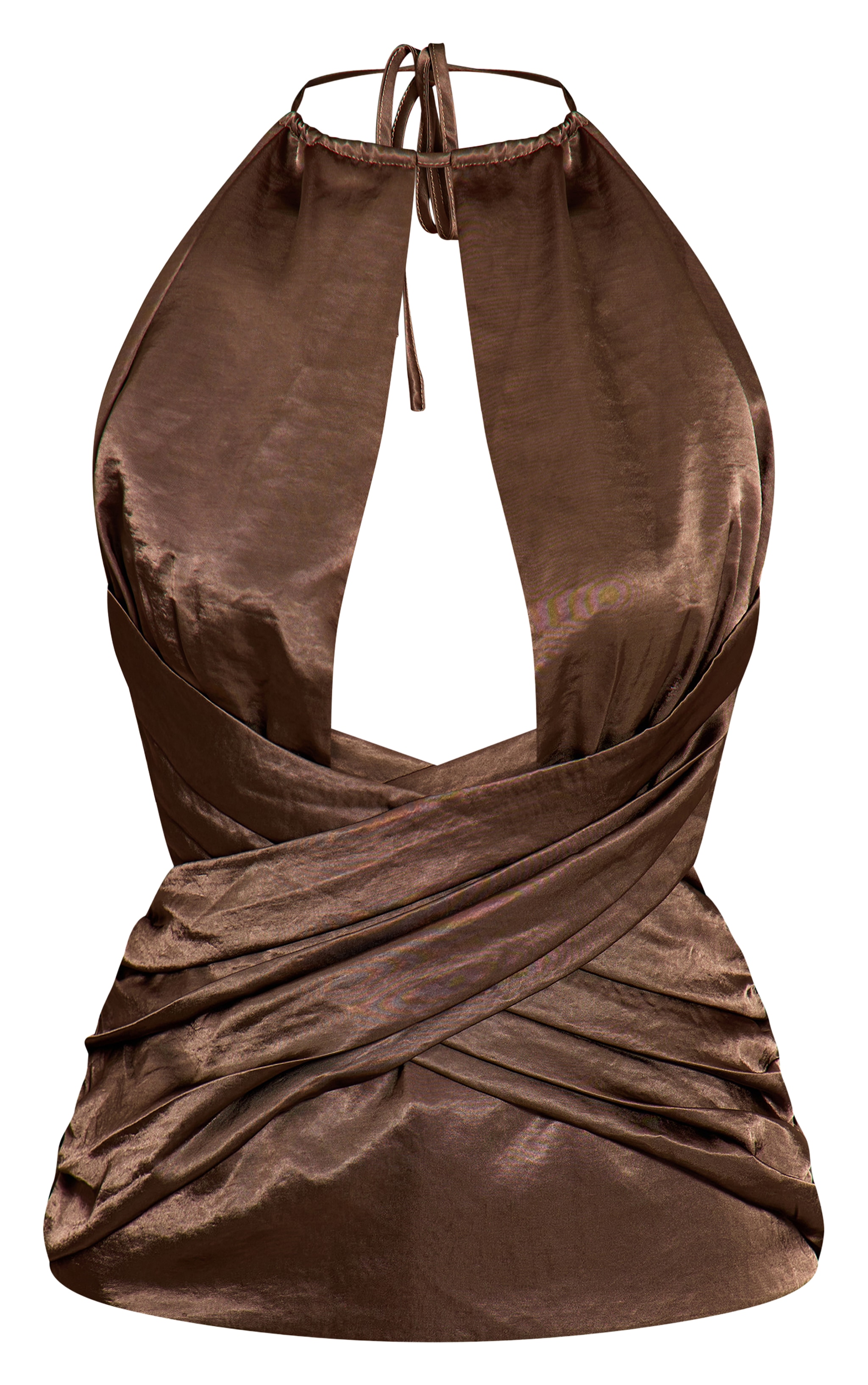 Dark Olive Crinkle Satin Wrap Corset Top