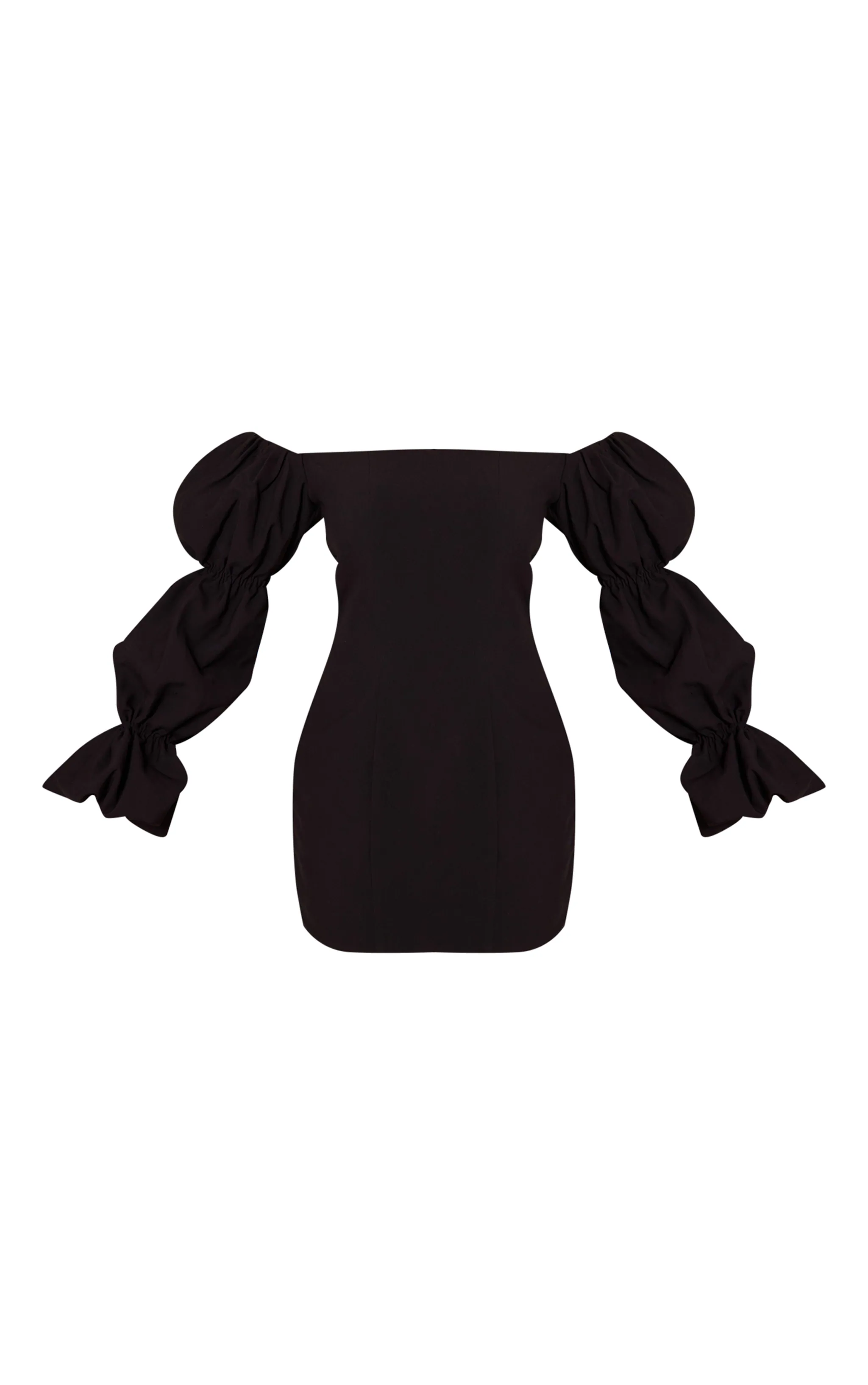 Black Puff Sleeve Bardot Bodycon Dress