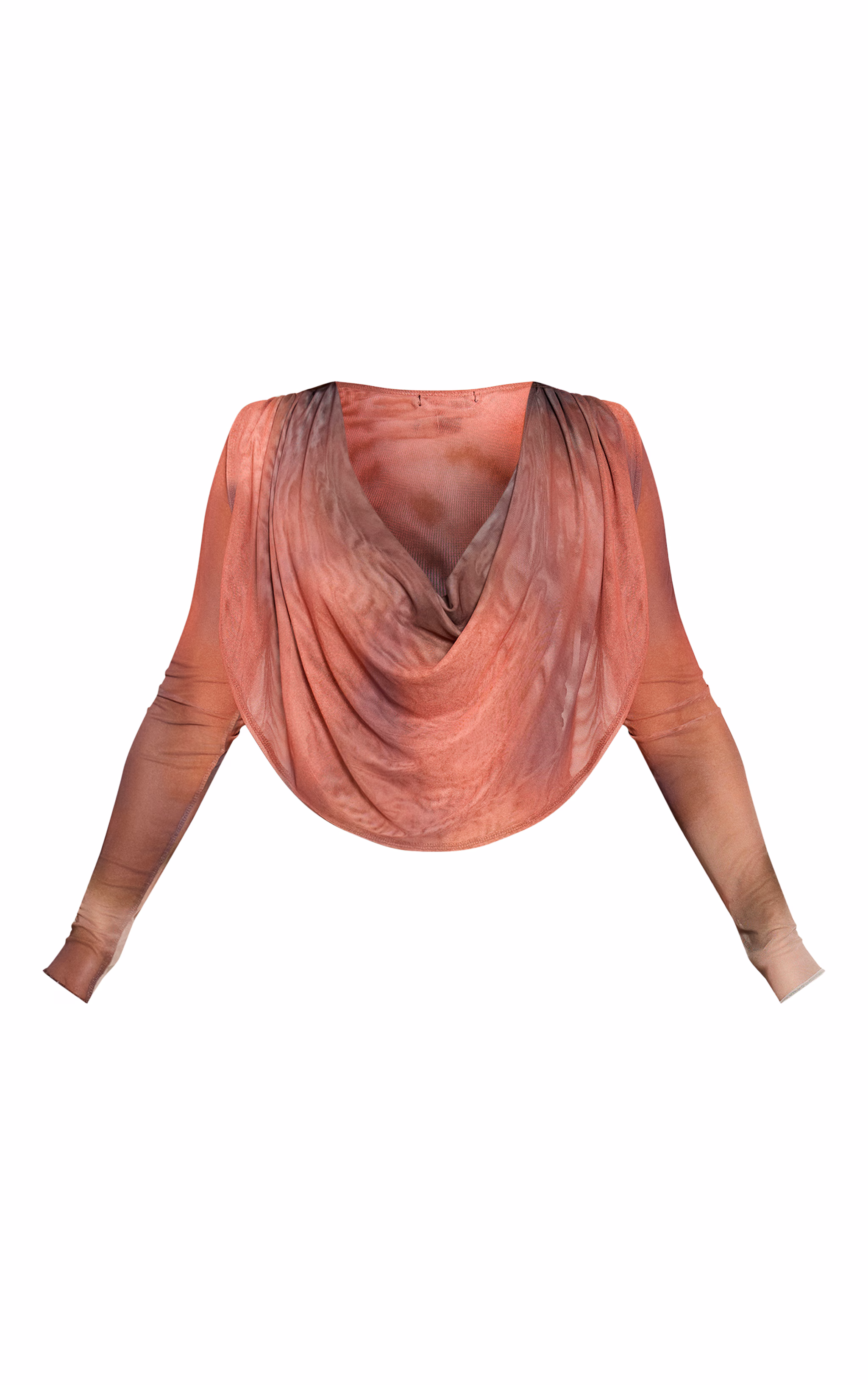 Multi Printed Cowl Long Sleeve Top