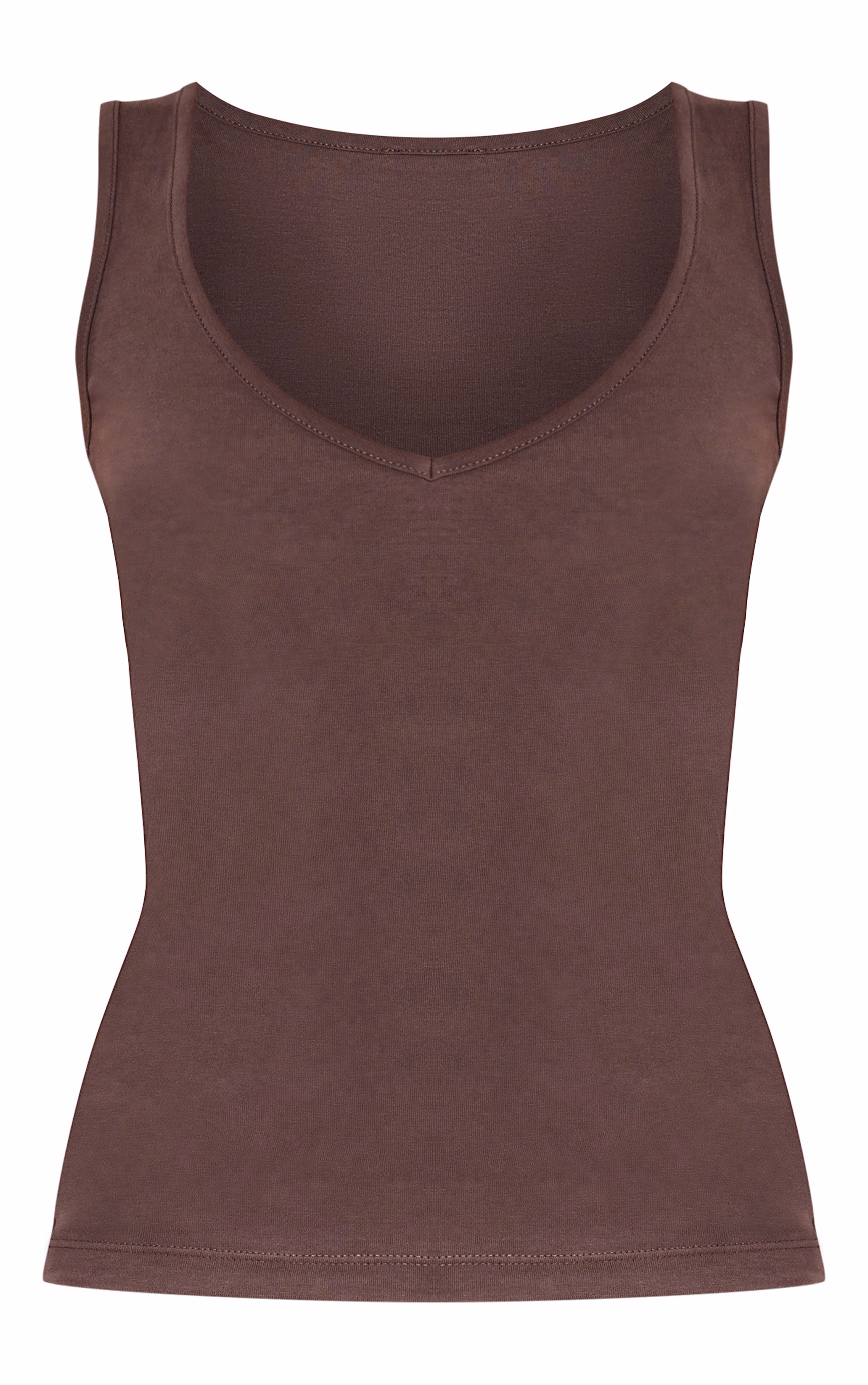 Chocolate Soft Cotton V Neck Vest Top