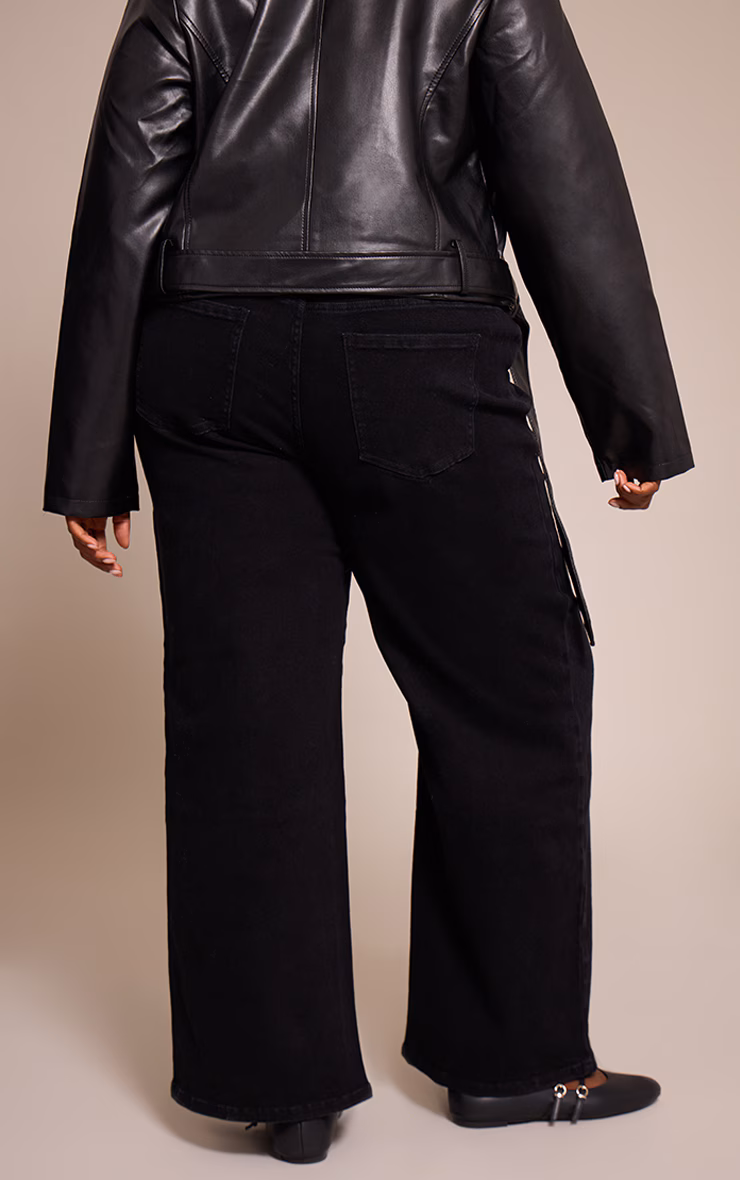 Plus Washed Black Adjustable Waistband Detail Jean