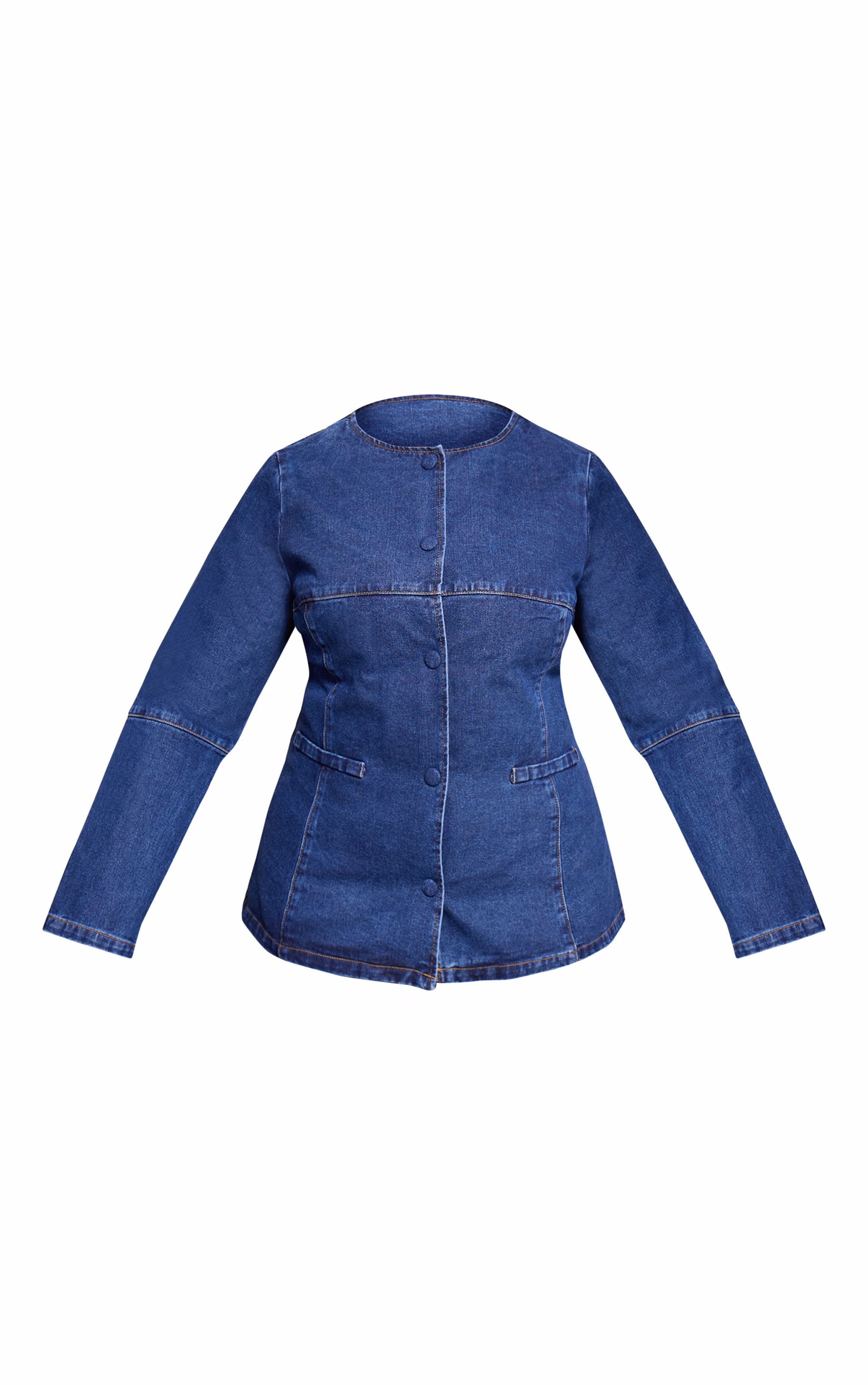 Plus Denim Round Neck Shirt