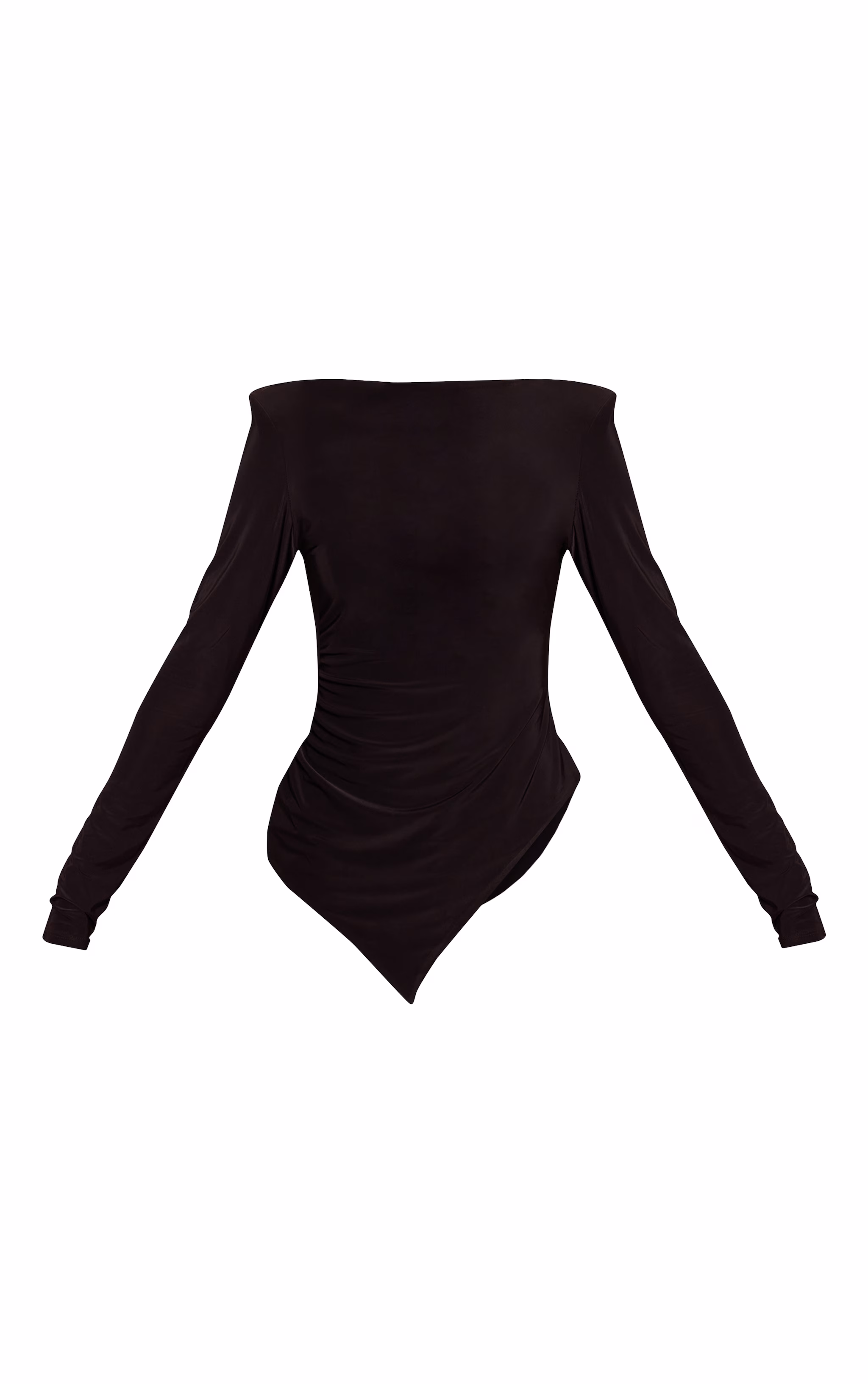 Black Double Layer Slinky Shoulder Pad Asymmetric Top