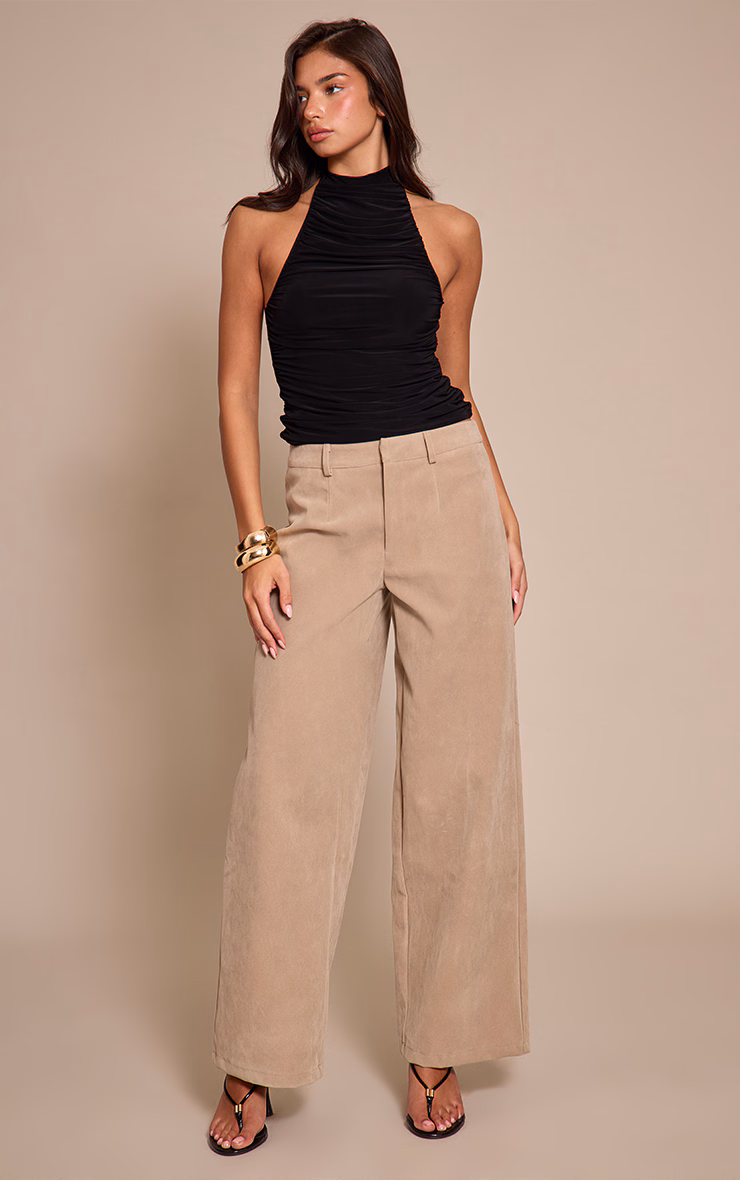 Black Double Layer Slinky Highneck Drapey Long Top