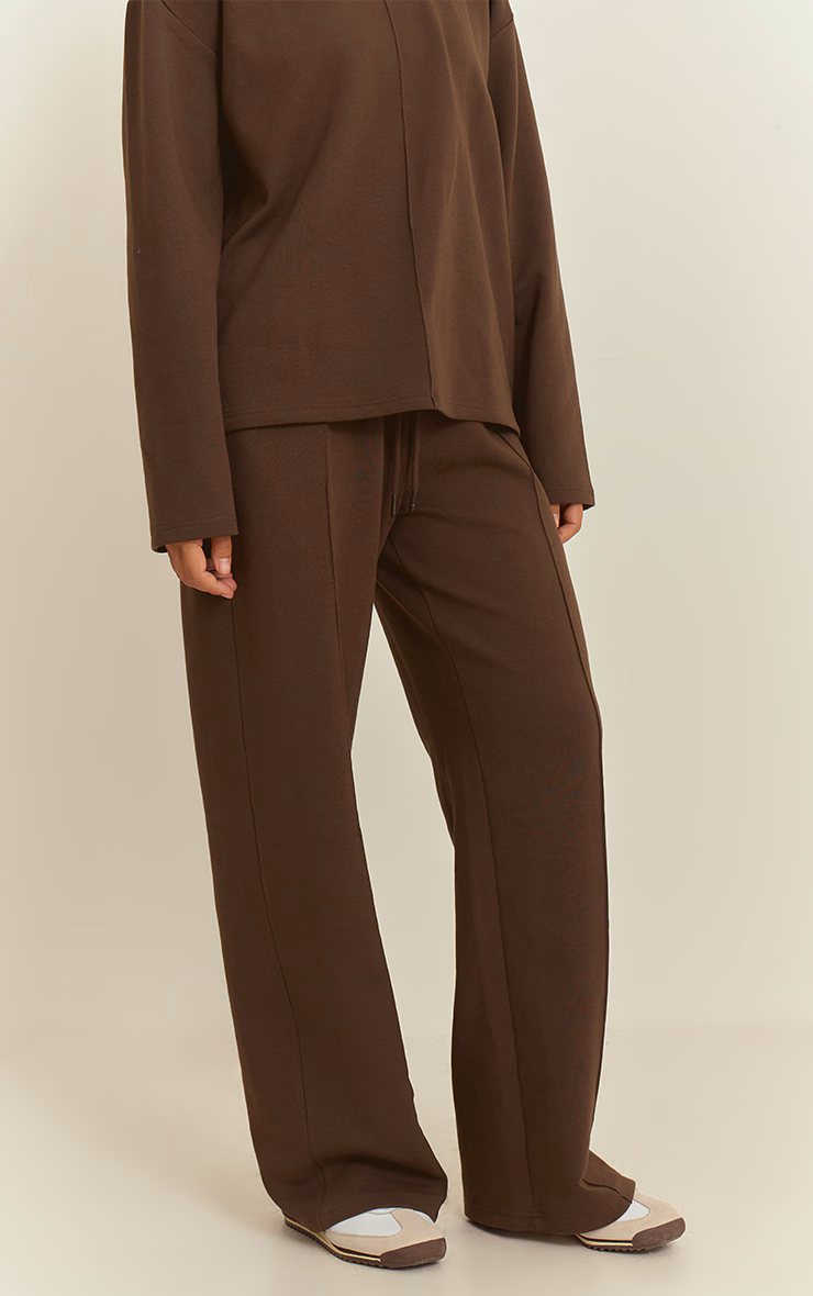 Chocolate Interlock Pintuck Straight Leg Sweatpants