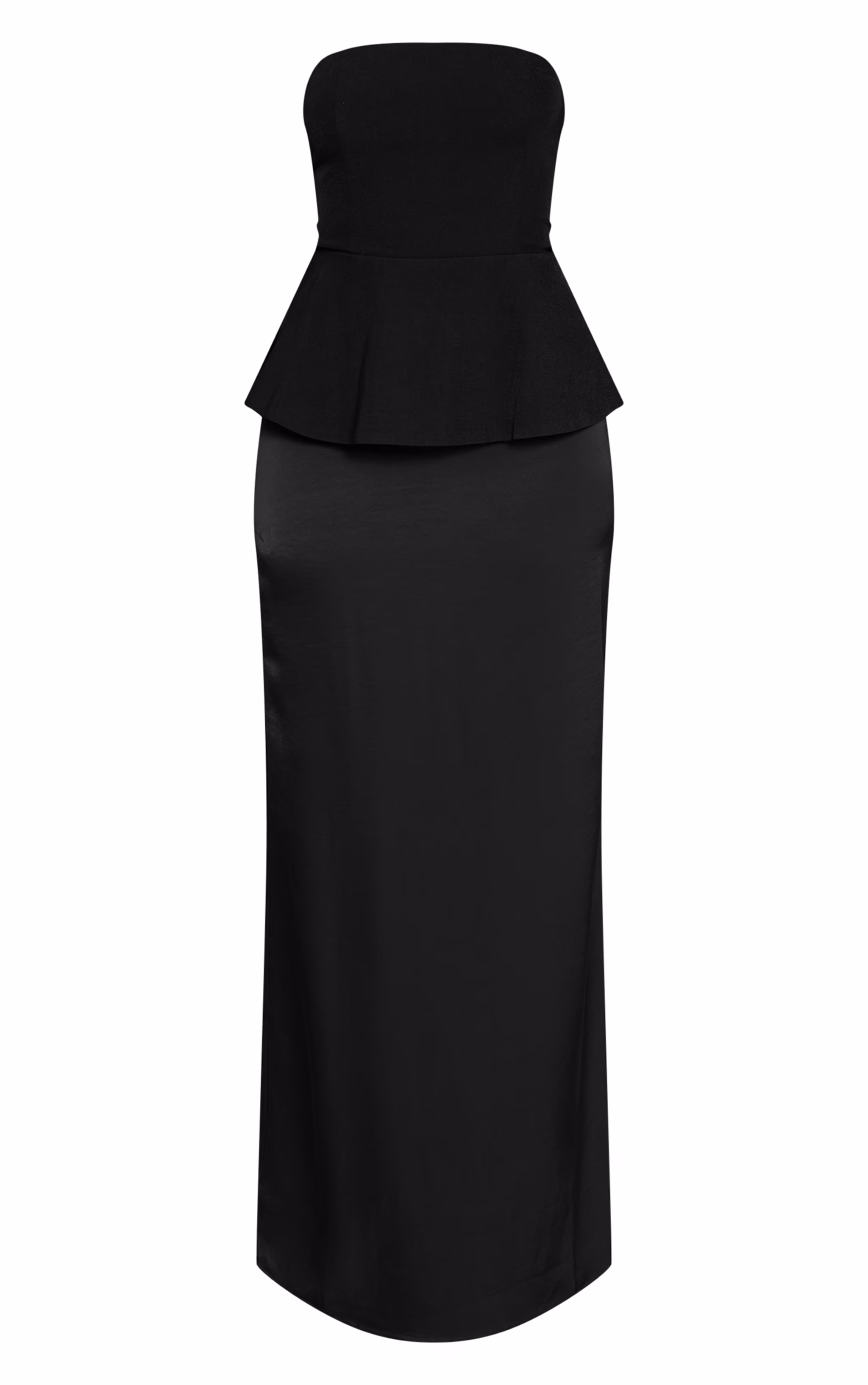 Black Tailored Peplum Hem Maxi Dress