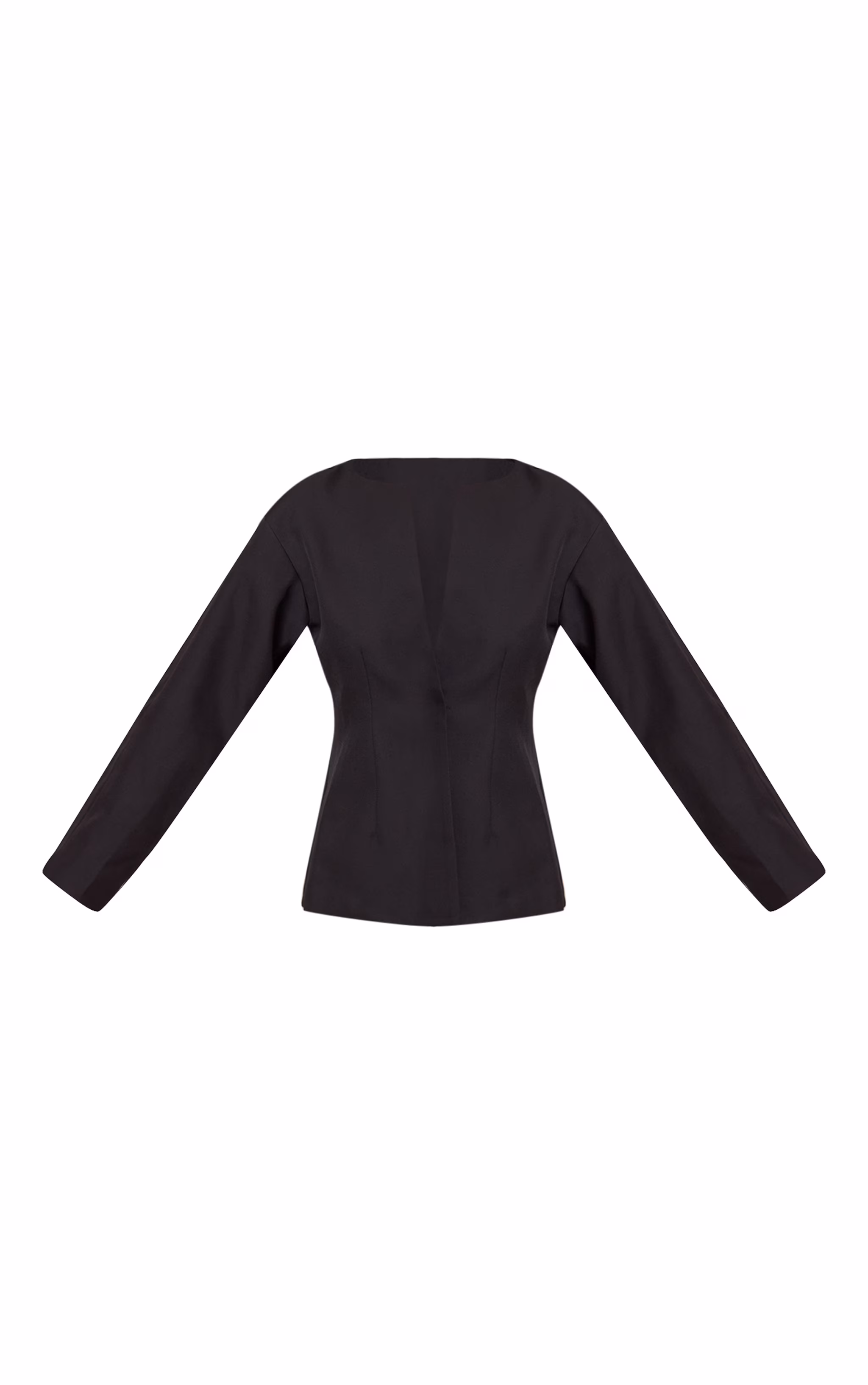 Black Cocoon Sleeve Cinch Waist Blazer
