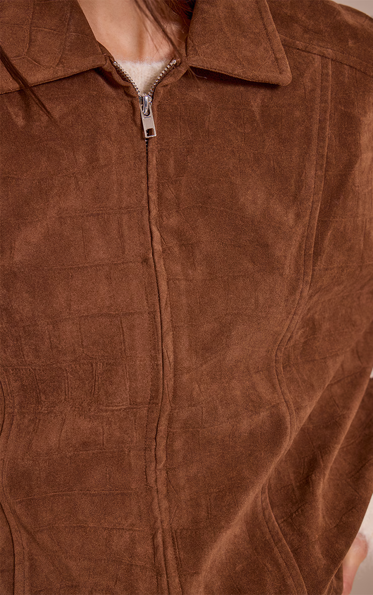 Chocolate Croc Suede Bomber Jacket