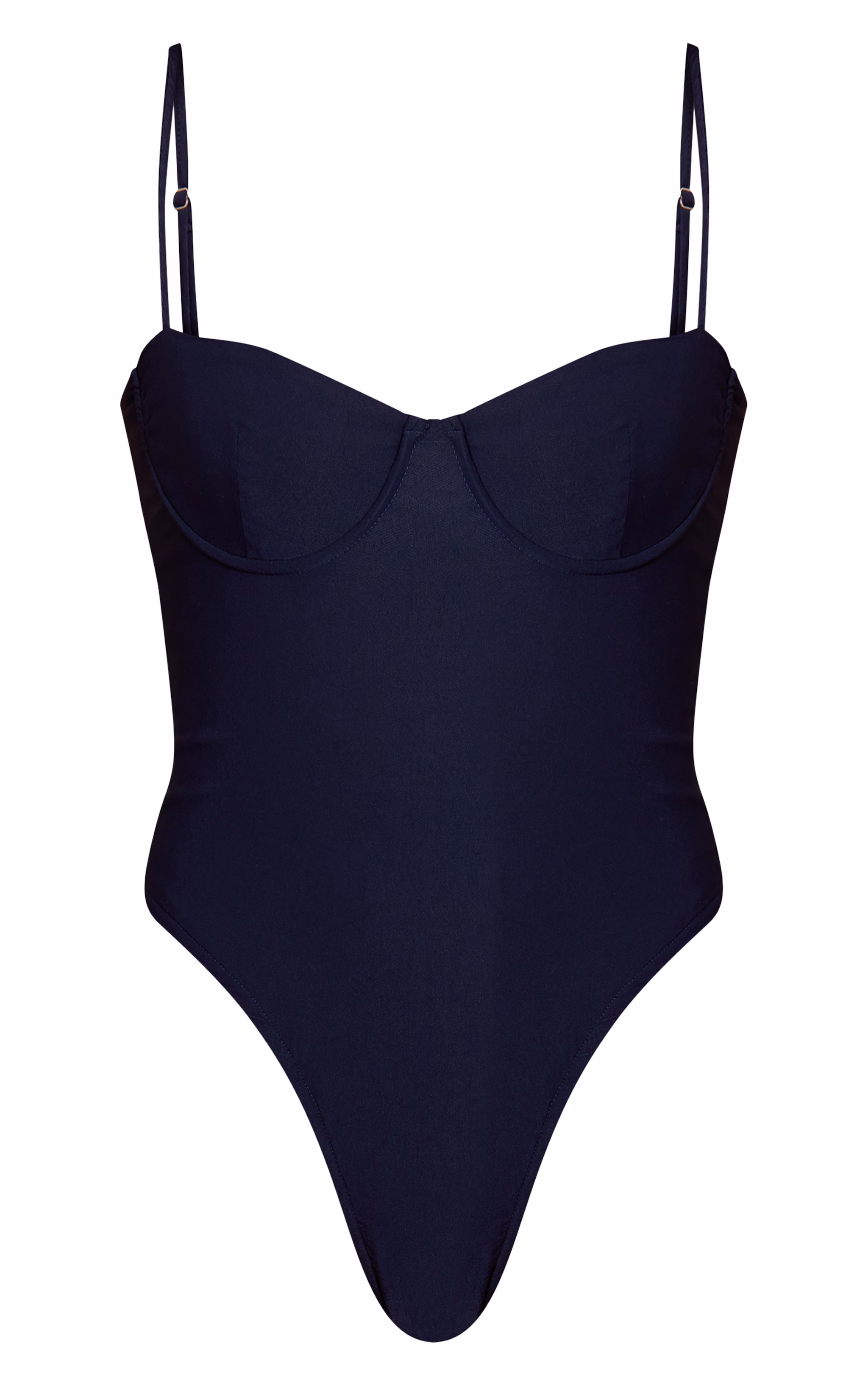 Navy Woven Stretch Strappy Bodysuit