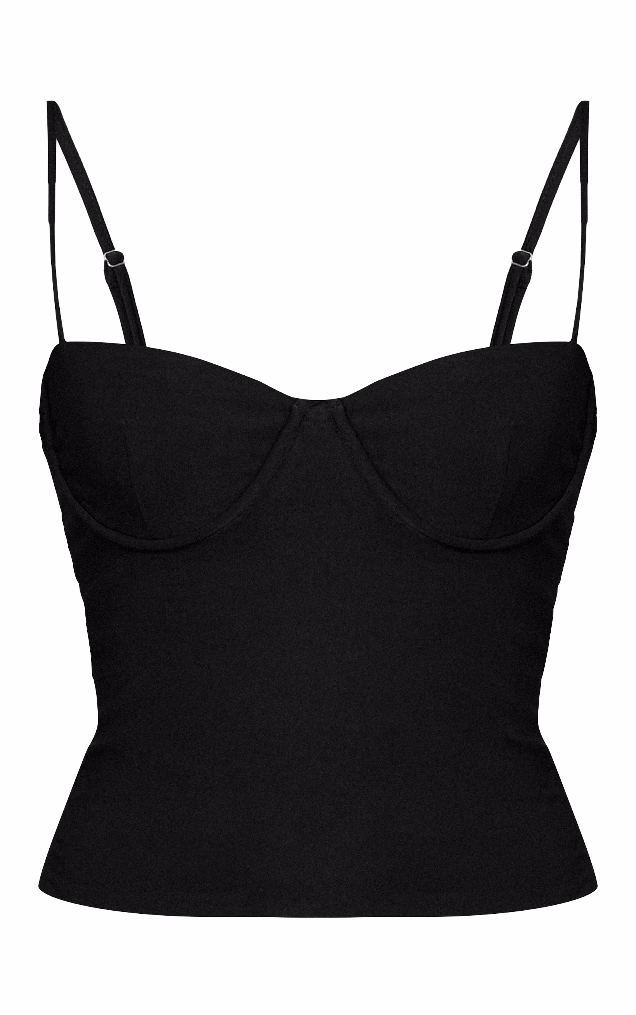 Black Woven Stretch Strappy Cami Top