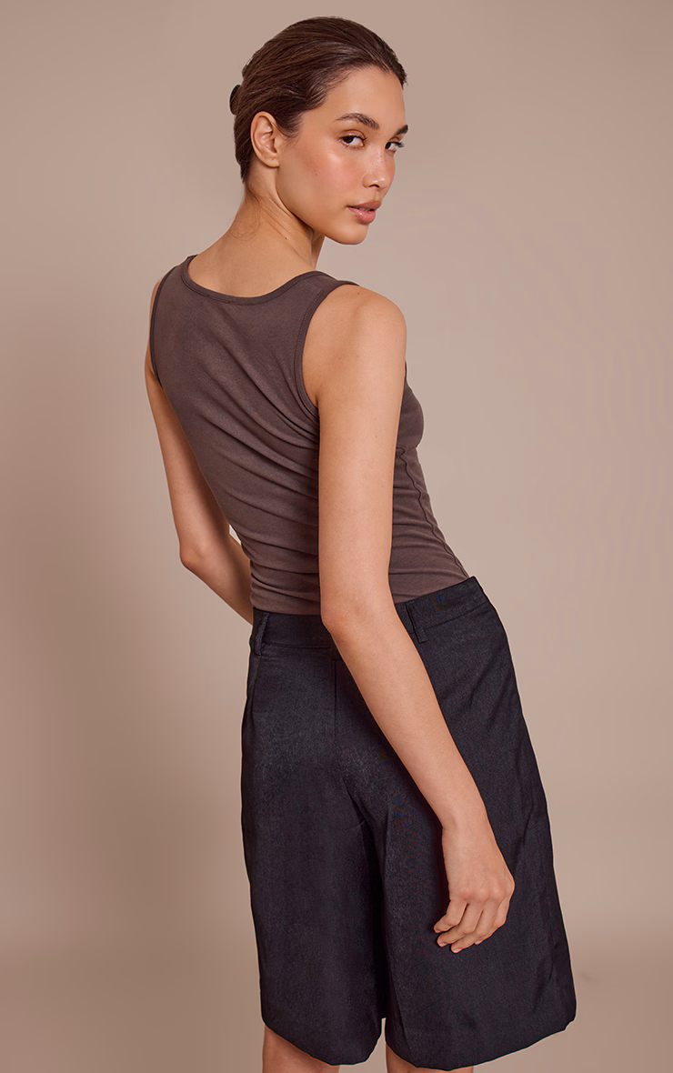 Chocolate Soft Cotton V Neck Vest Top