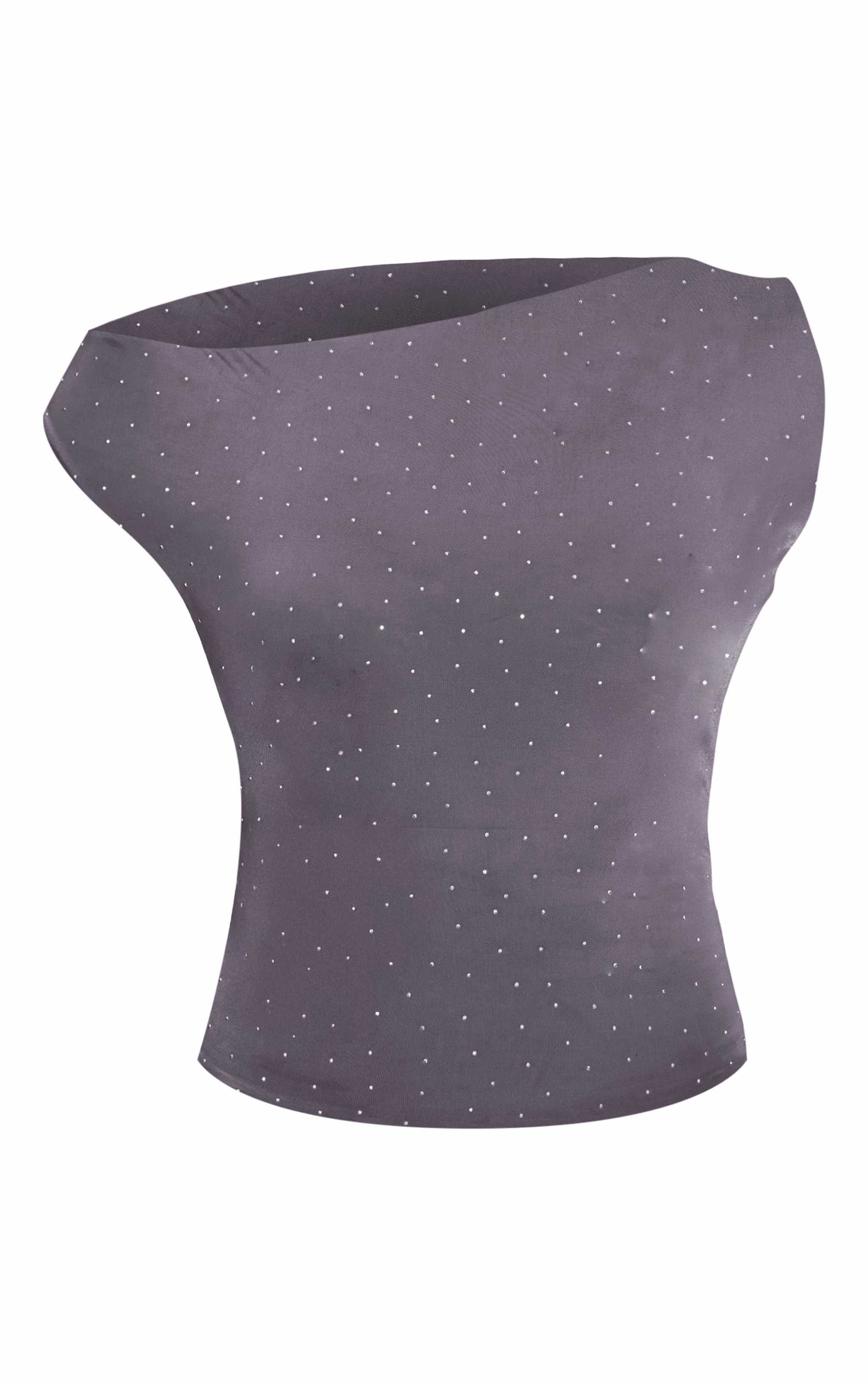 Charcoal Slinky Hot Fix Asymmetrical Long Top