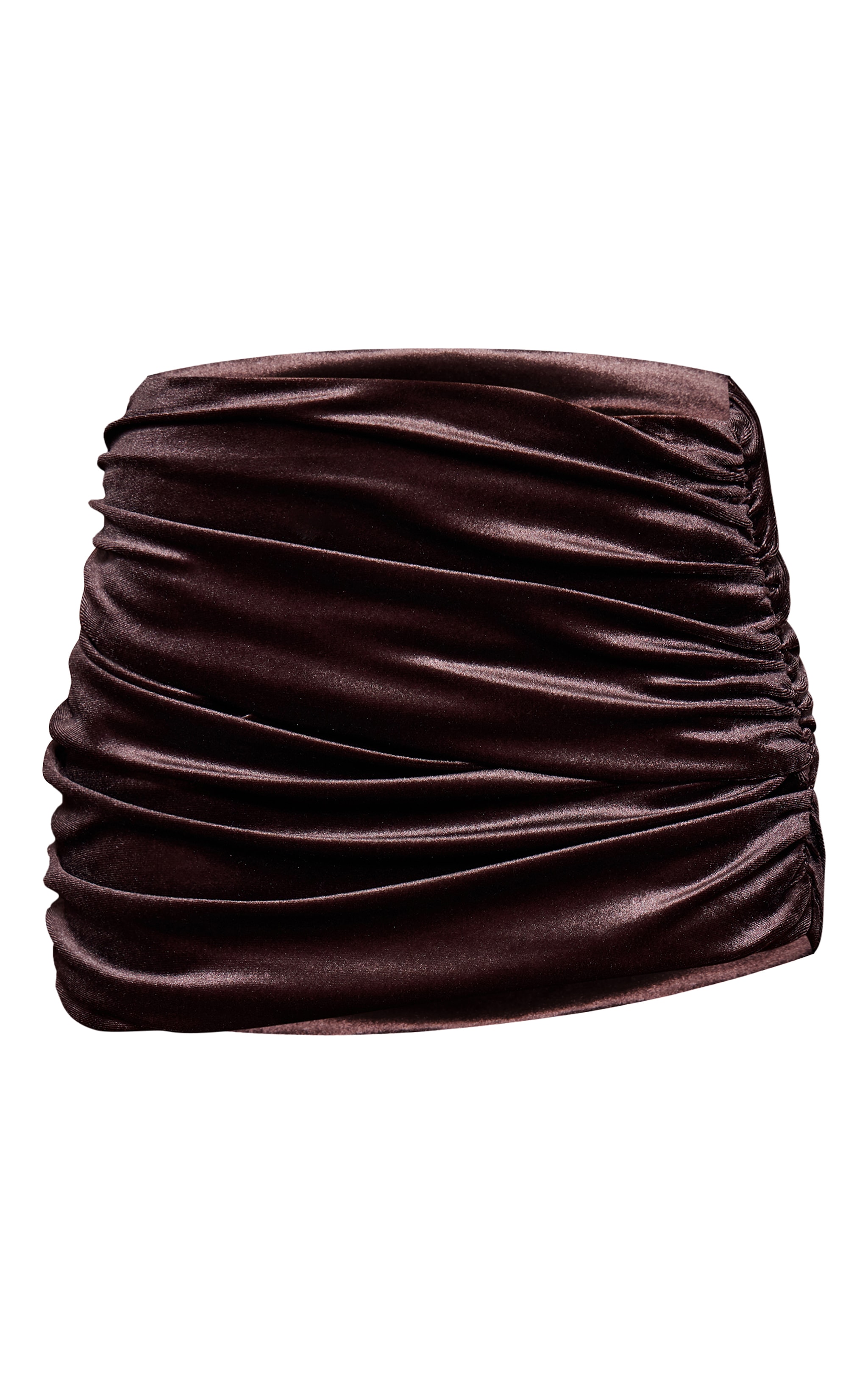 Chocolate Velvet Ruched Mini Skirt