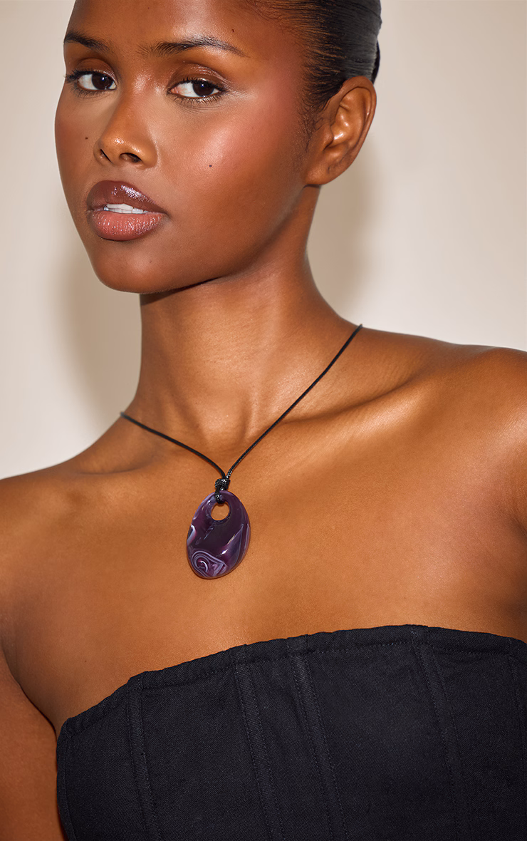 Plum Resin Pendant Necklace