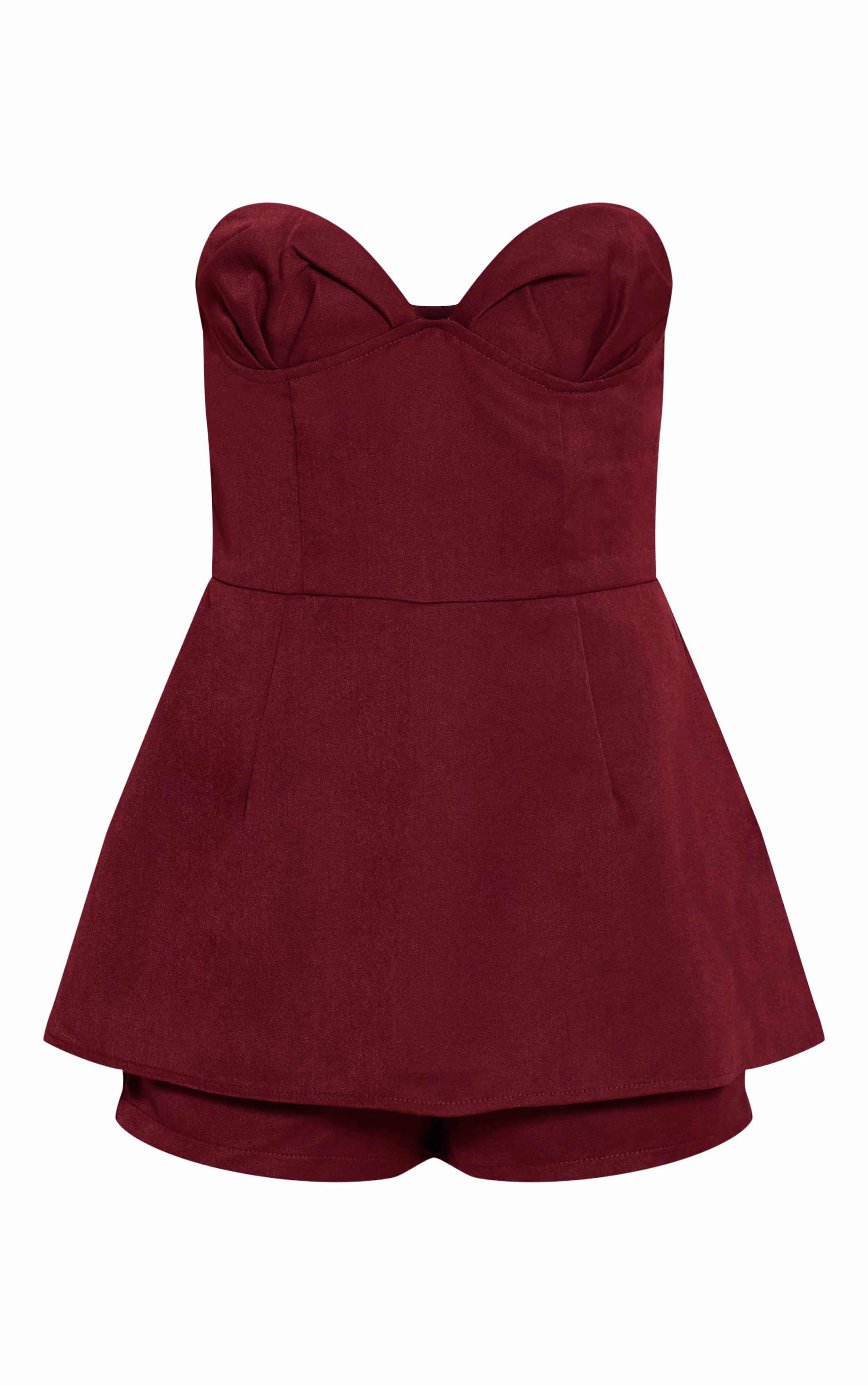Plum Woven Bust Cup Detail Peplum Romper