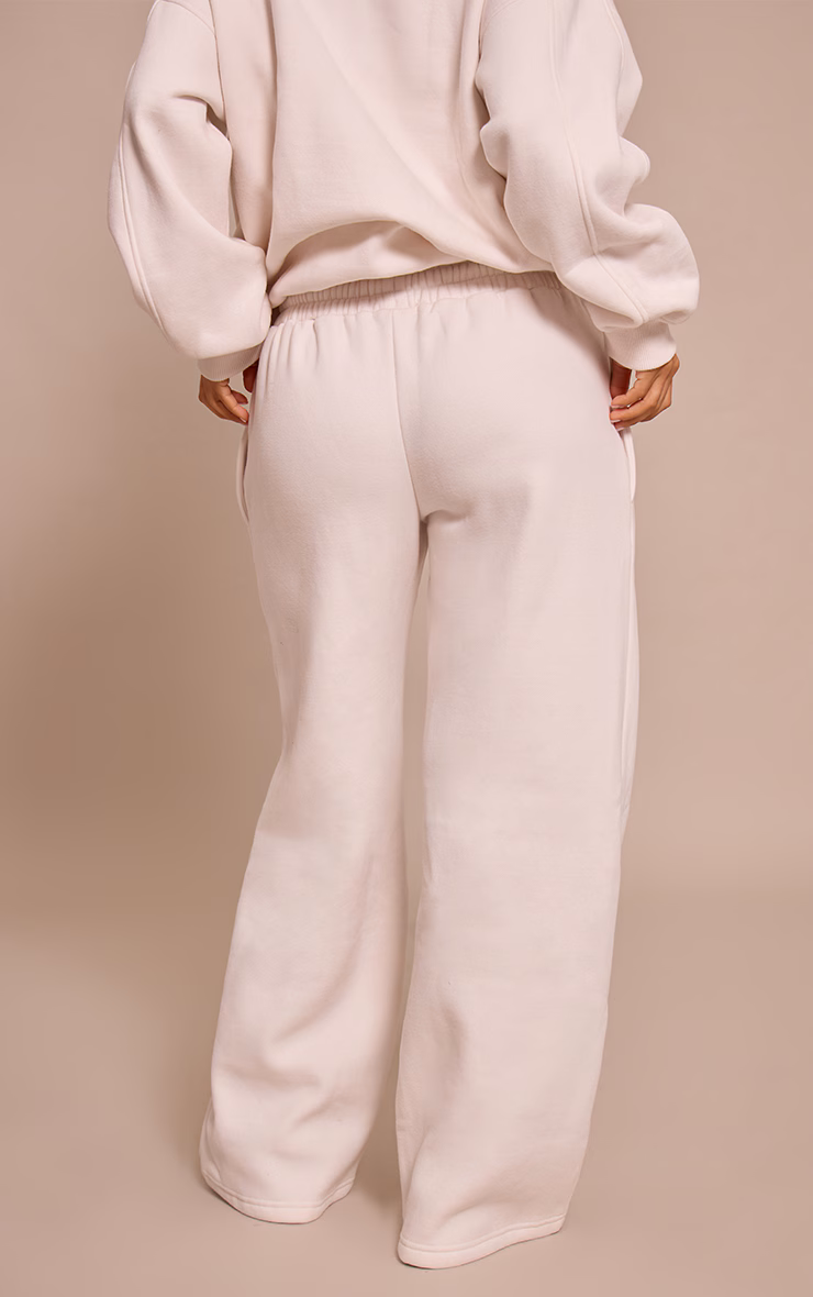 Petite Cream PLT Embossed Wide Leg Sweatpants
