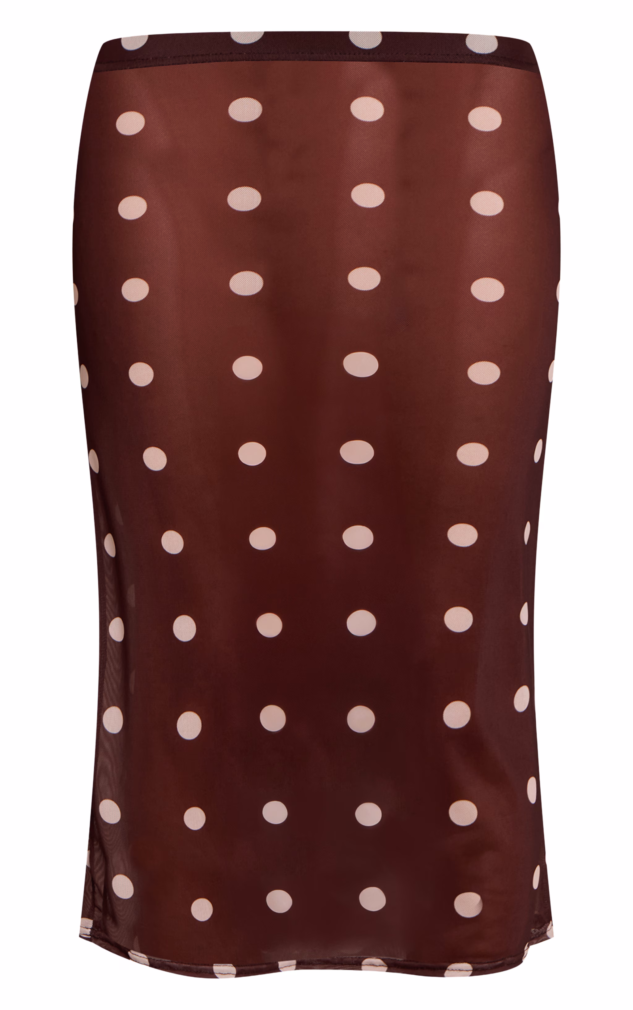 Chocolate Mesh Polka Dot Midi Skirt