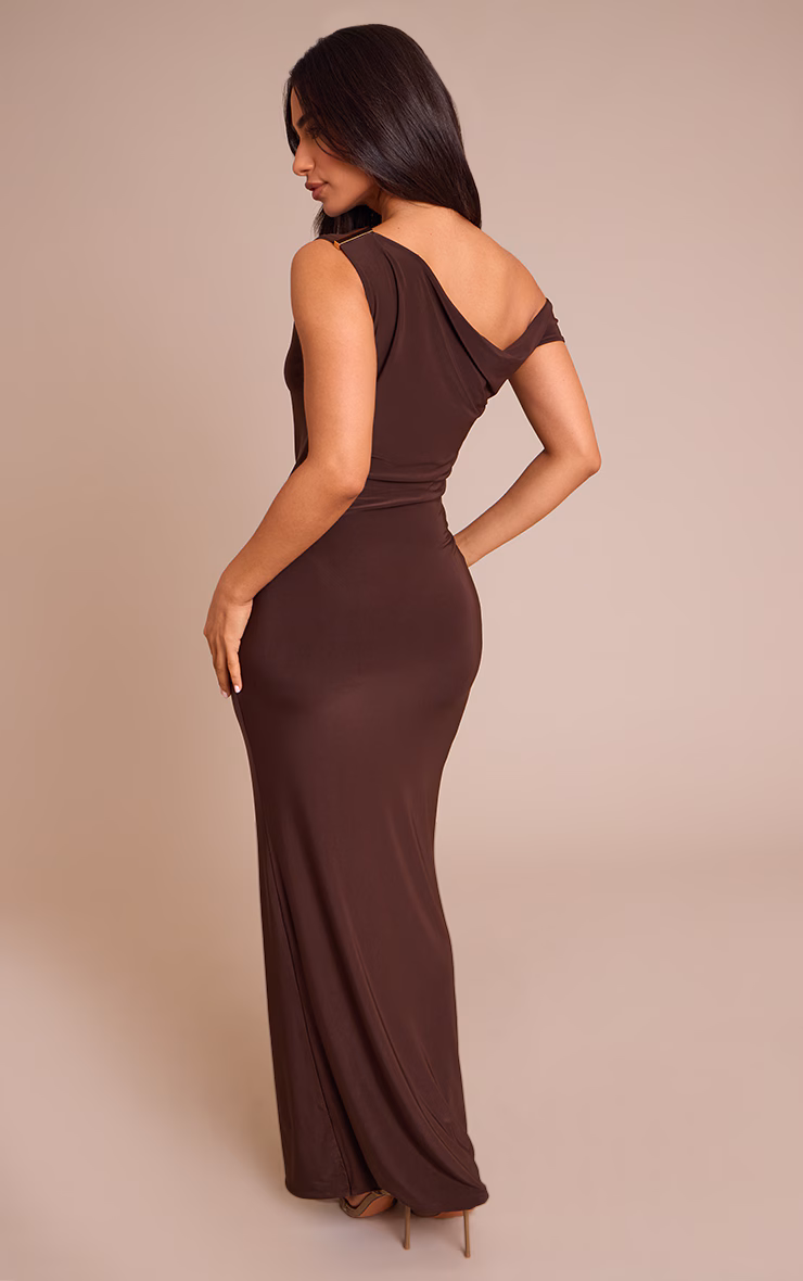 Petite Chocolate Trim Detail Maxi Dress