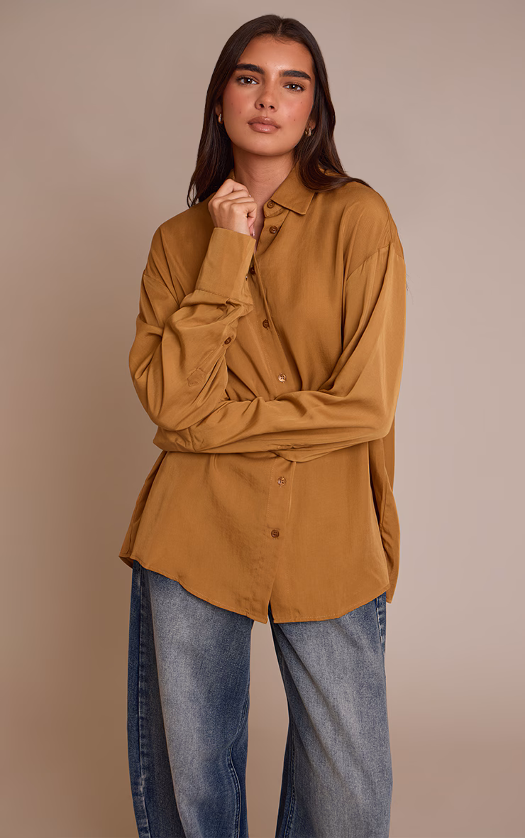 Tan Tencel Oversized Shirt